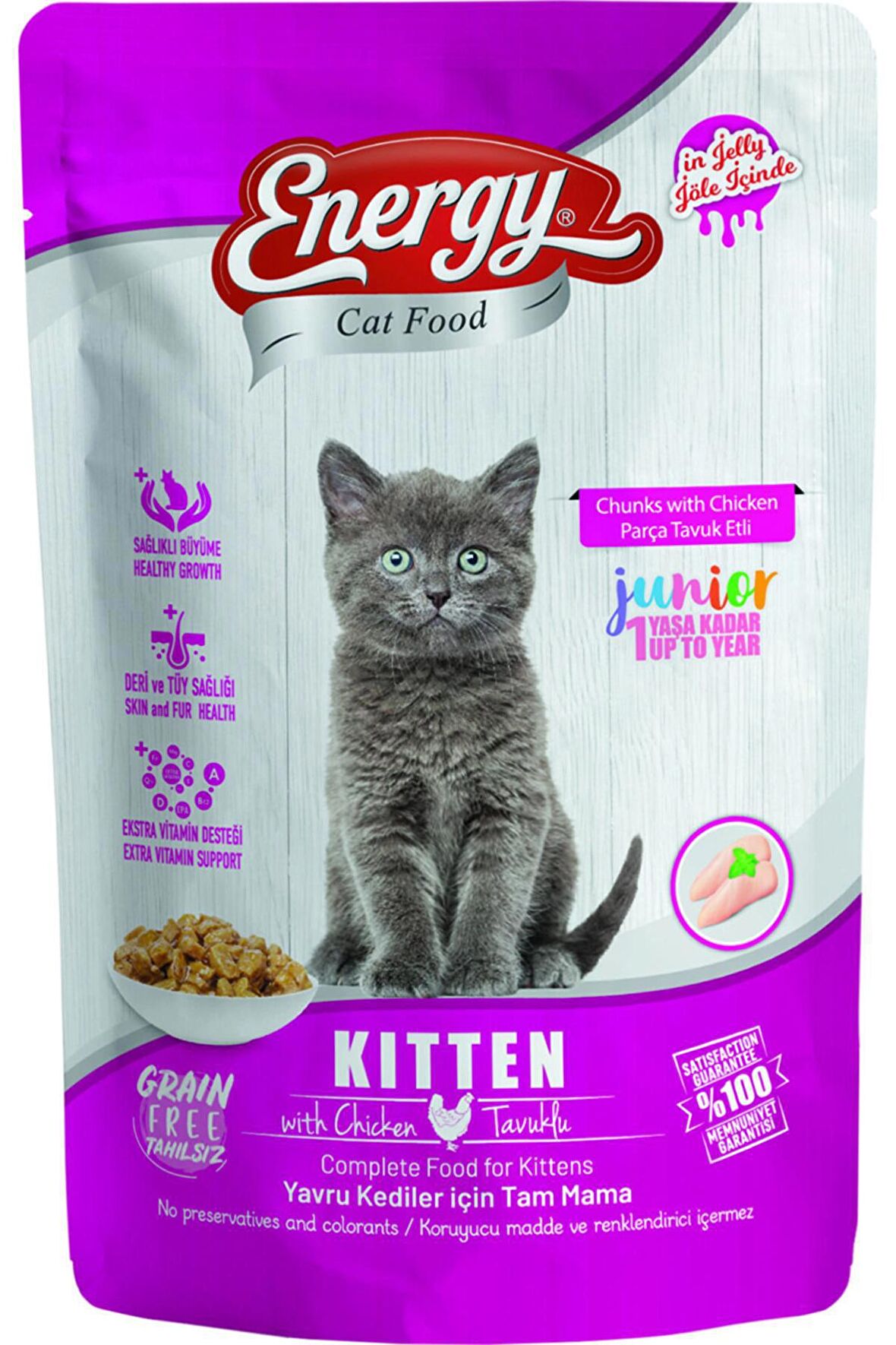 Energy Tavuklu Islak Yavru Kedi Maması 85 Gram-24 Adet