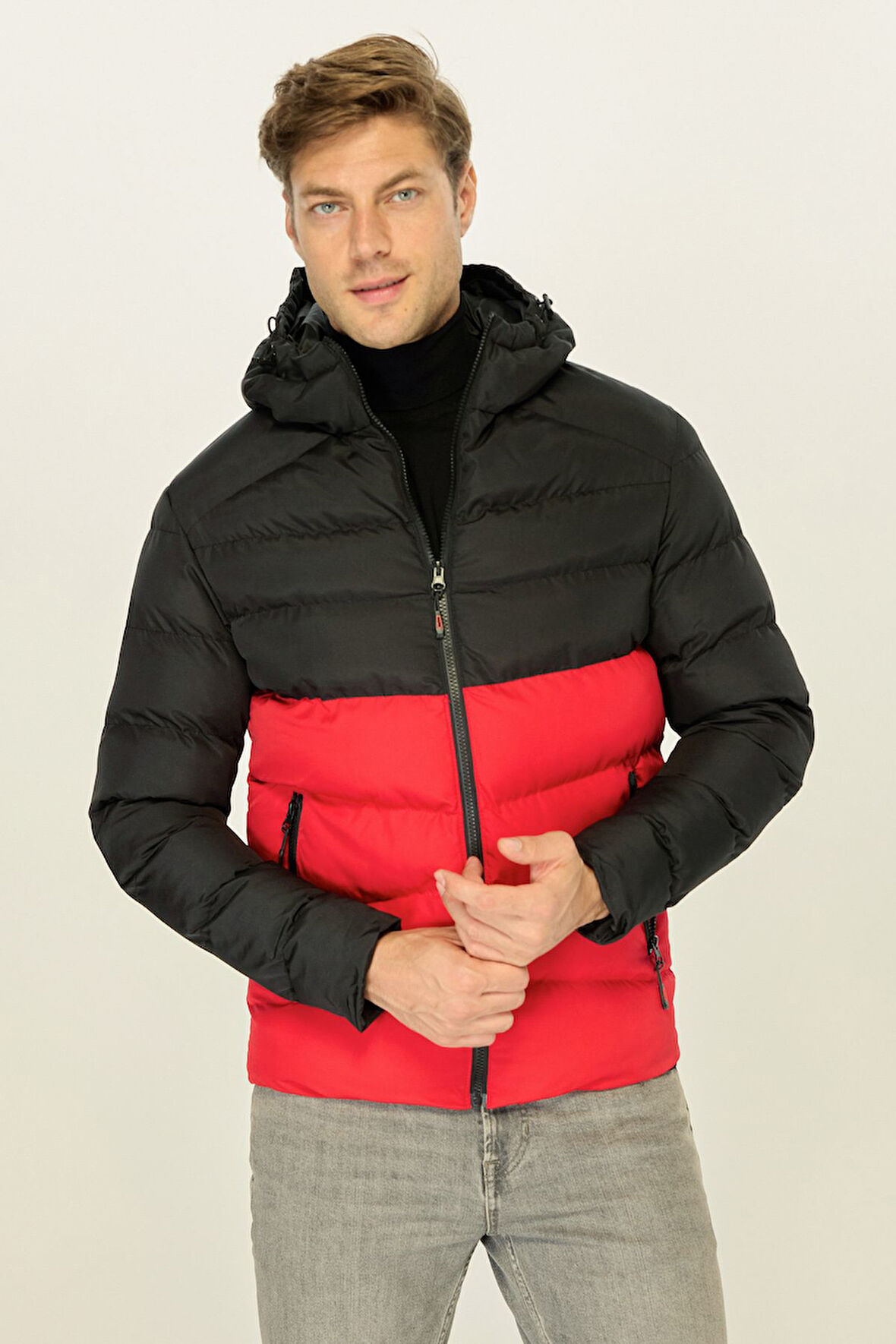 Erkek  Rüzgar Geçirmez Suya Dayanıklı  Kışlık Şişme Dolgulu Mont | L