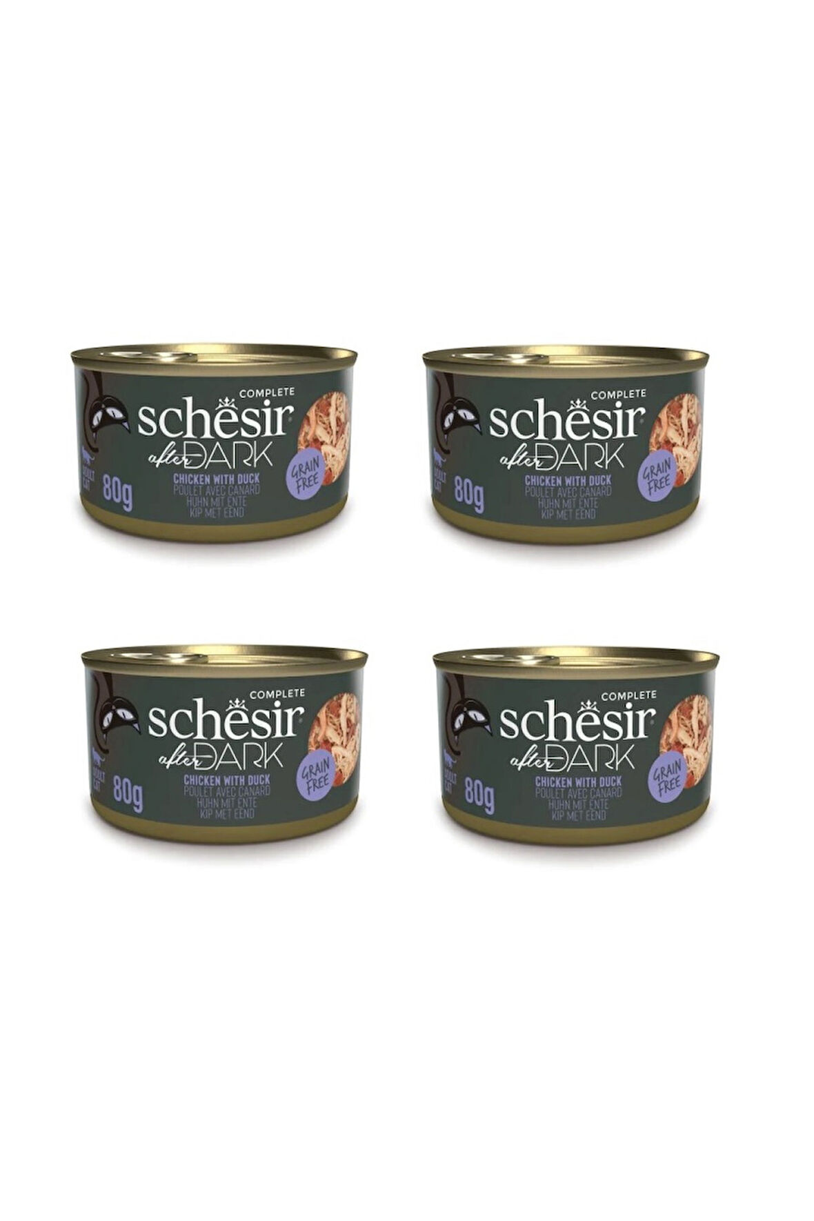 Schesir After Dark Parça Etli Tavuklu ve Ördekli Konserve 80 Gr. X 4 Adet