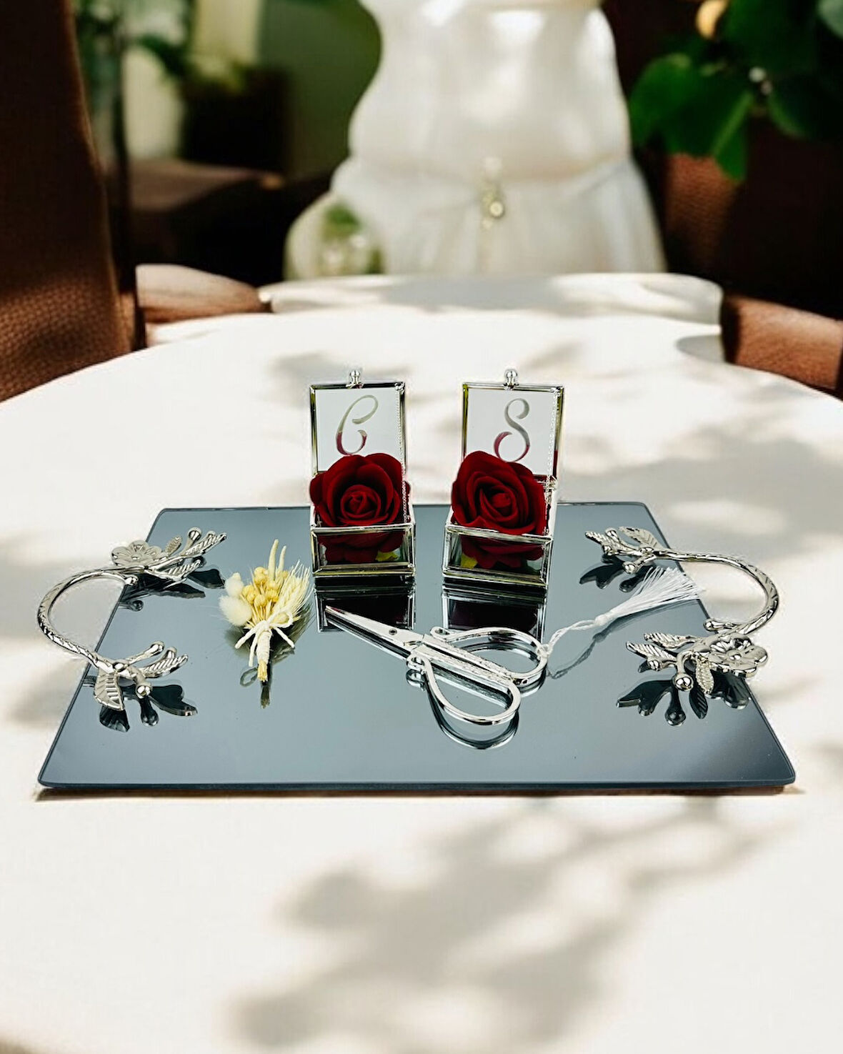 Flame Gümüş Söz Nişan Tepsisi