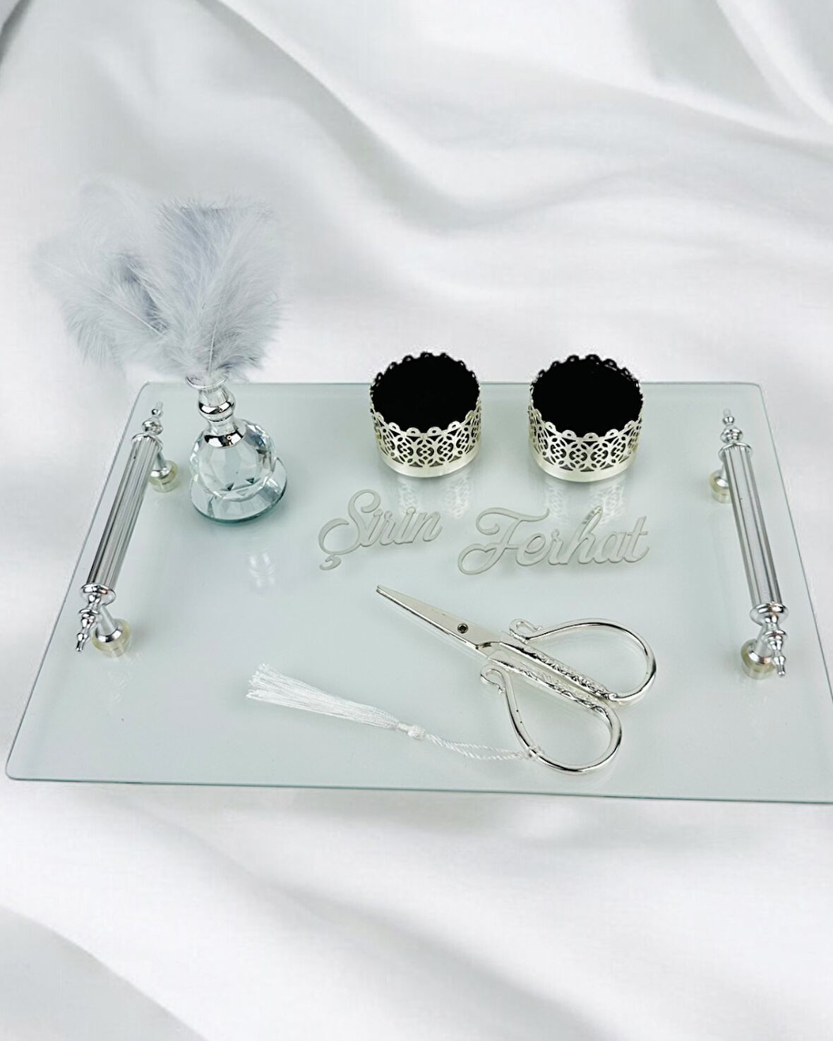 Devotion Gümüş Şeffaf Söz Tepsisi