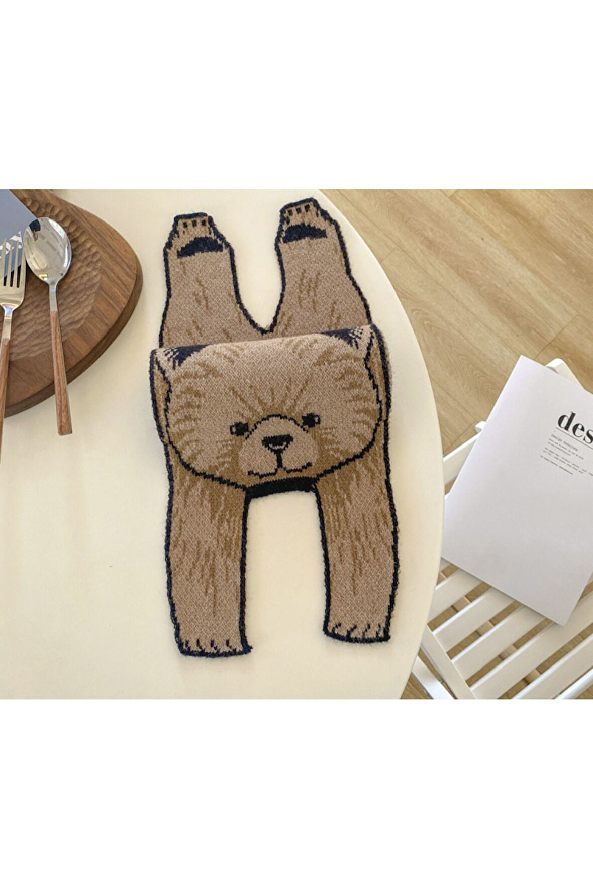 Petityu Yumuşacık Çocuk Şirin Ayıcık Atkı Koyu Bej Kahvemsi