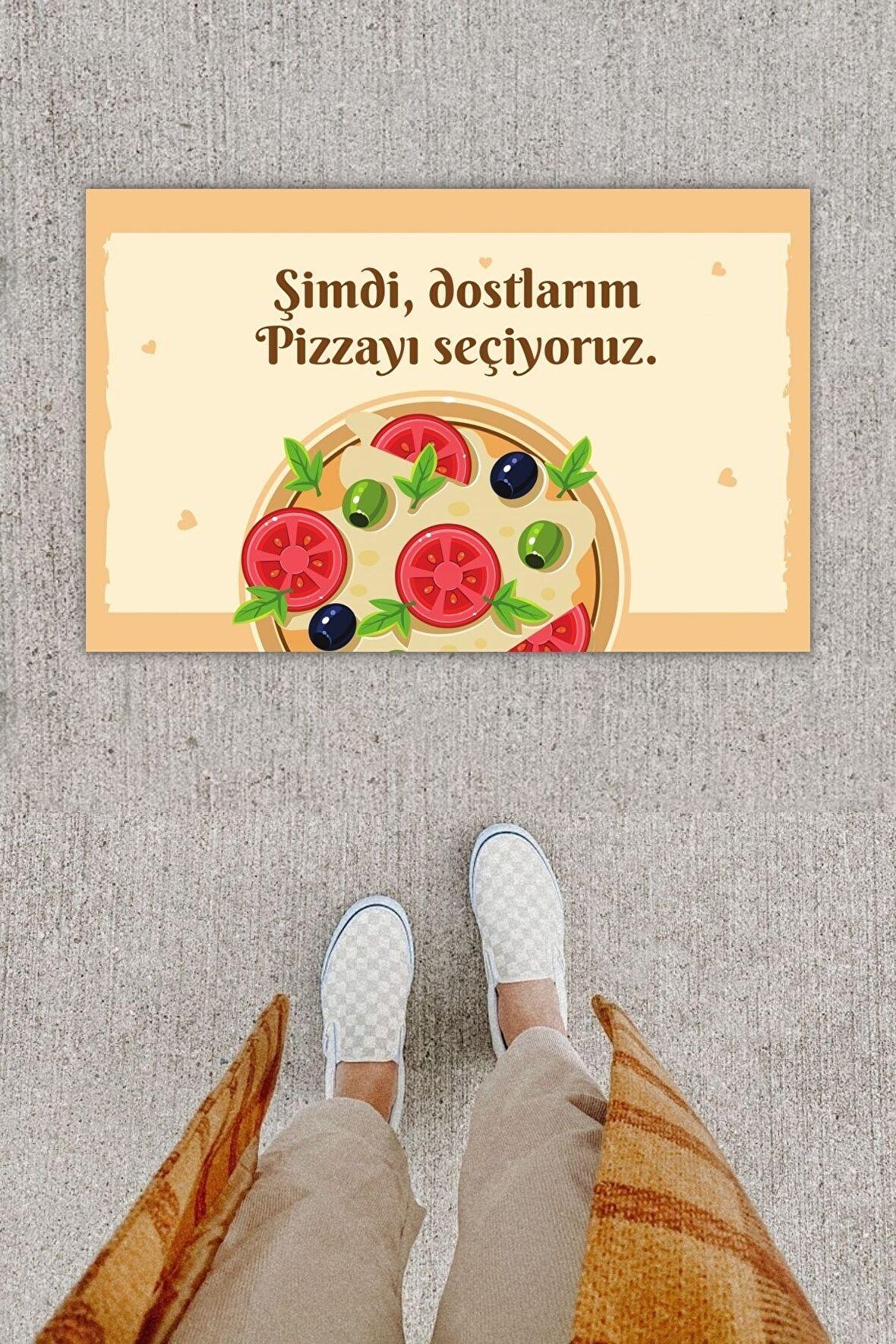 Dijital Baskı Dekoratif Pizza Pudra Kapı Önü Paspası