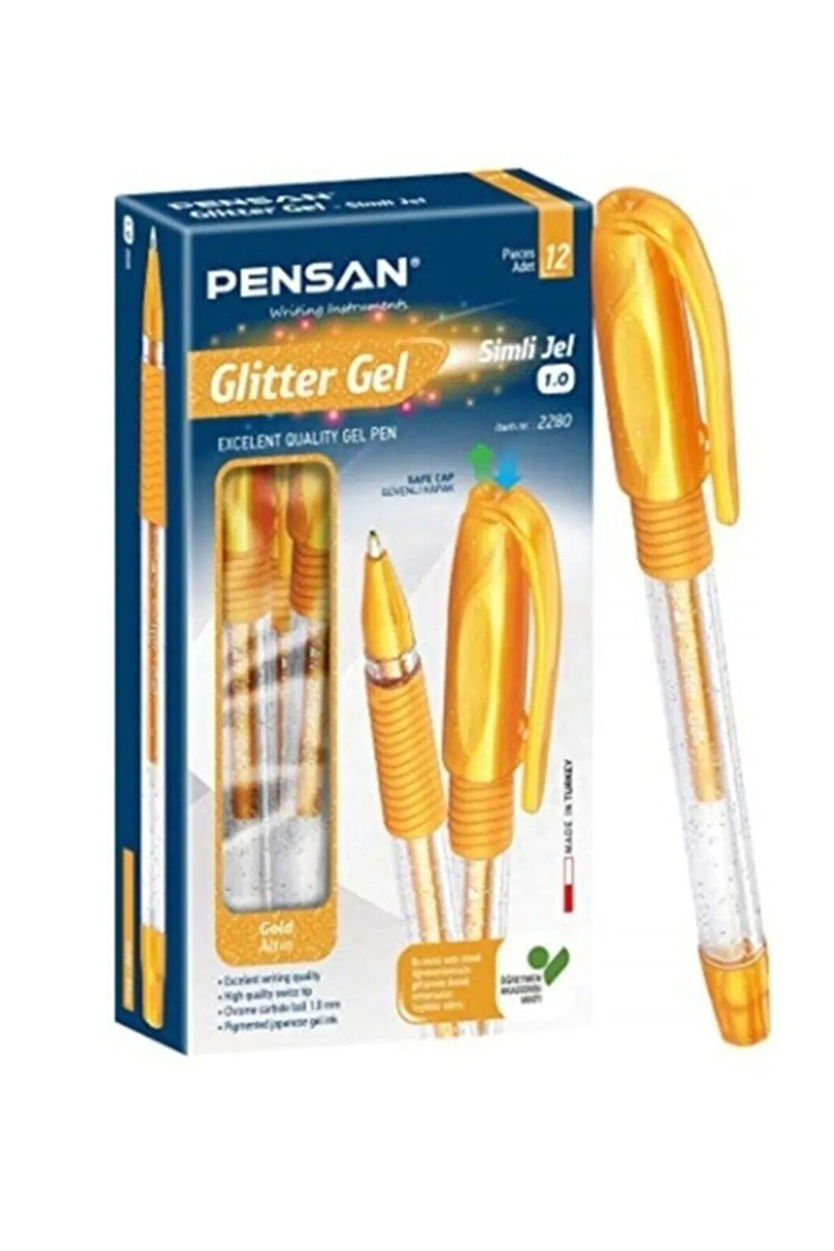Glitter Gel Simli Jel Kalem 1.0mm 12'li (1 paket)