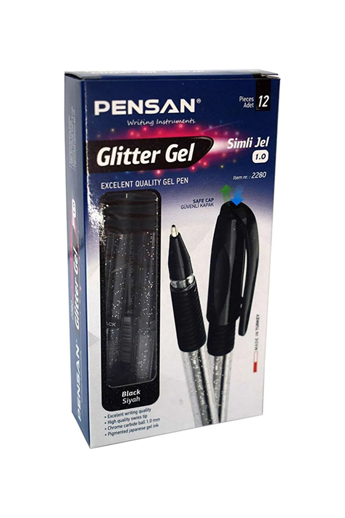 Glitter Gel Simli Jel Kalem 1.0mm 12'li (1 paket)