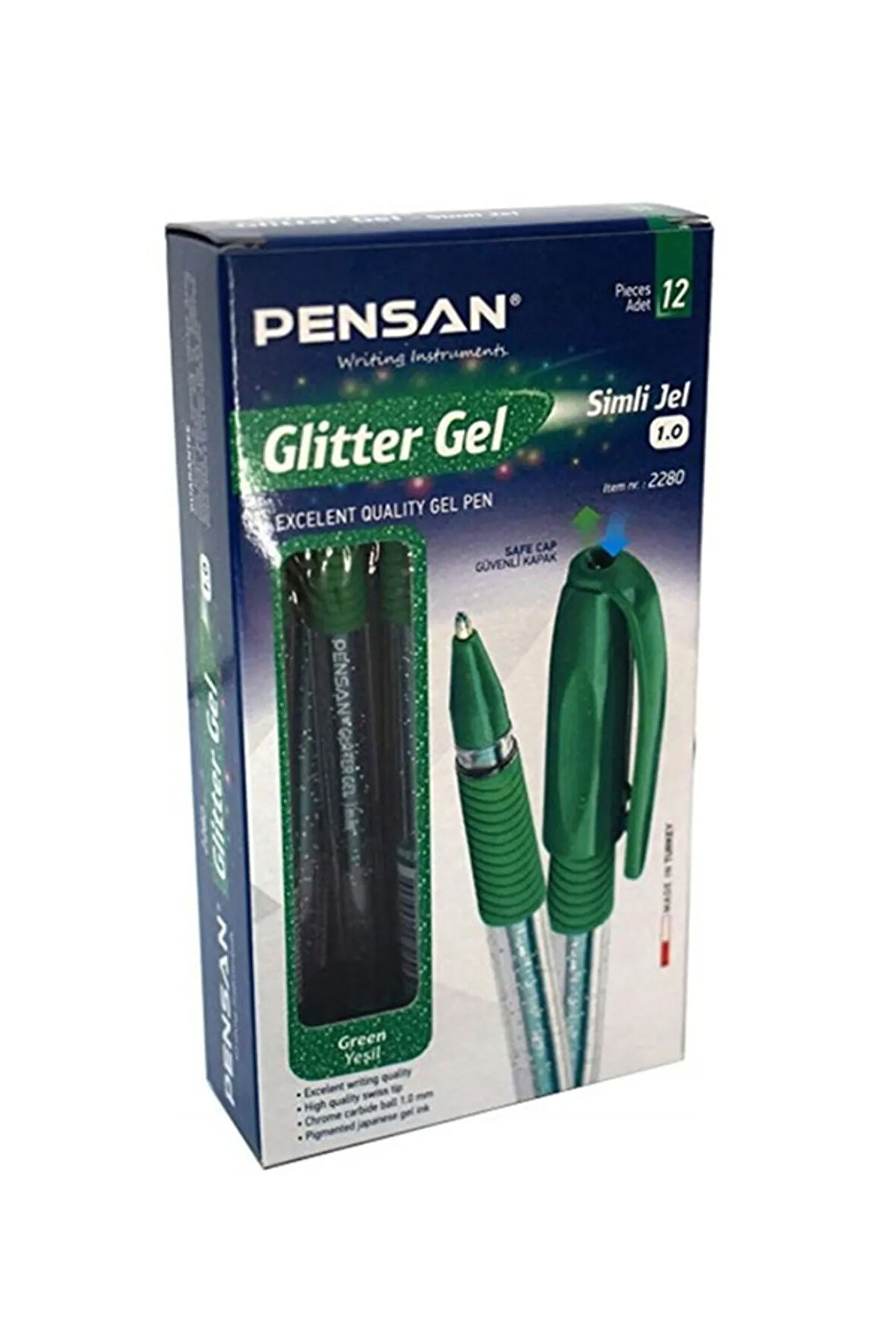 Glitter Gel Simli Jel Kalem 1.0mm 12'li (1 paket)