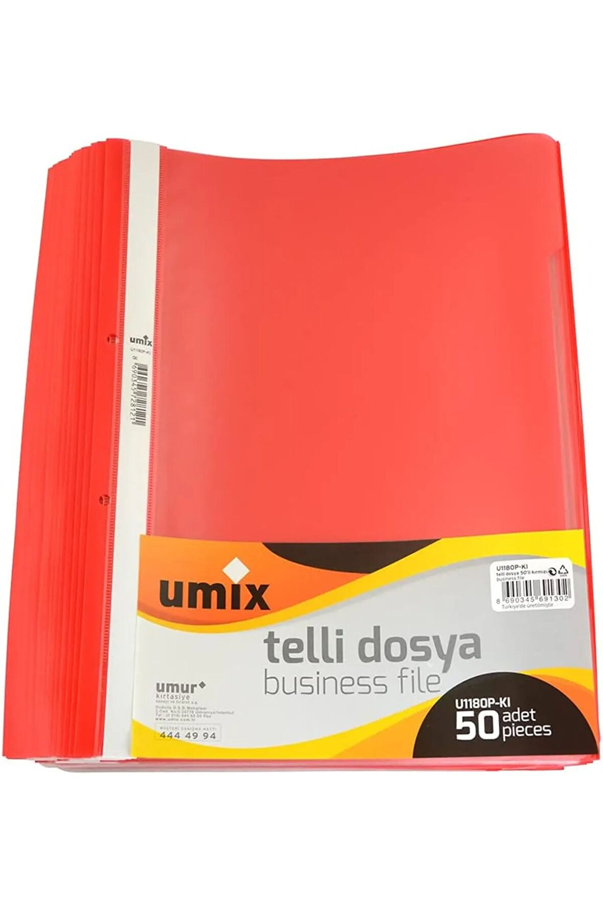 Umix A4 Telli Dosya 50'li Kırmızı