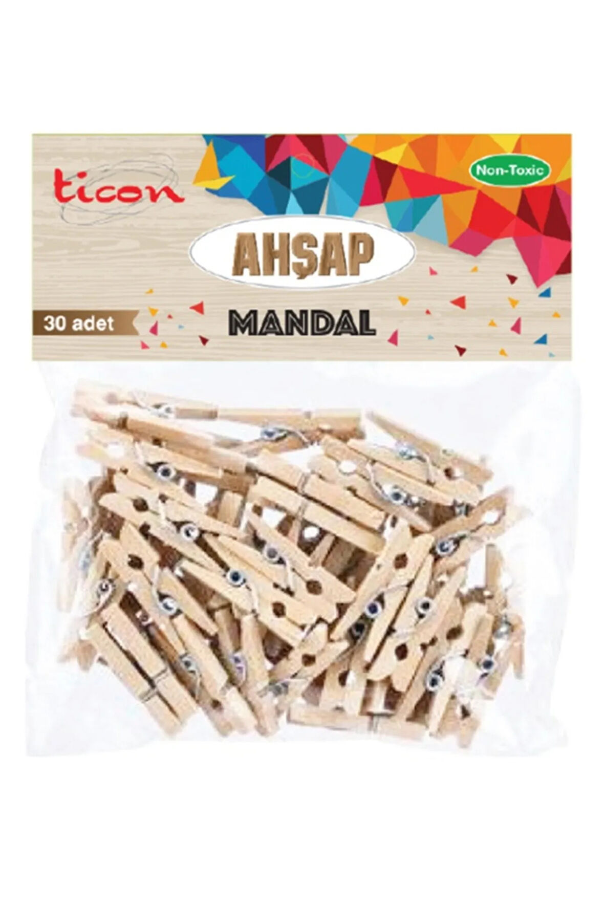 Ticon Ahşap Mandal 25x3 30'lu Paket