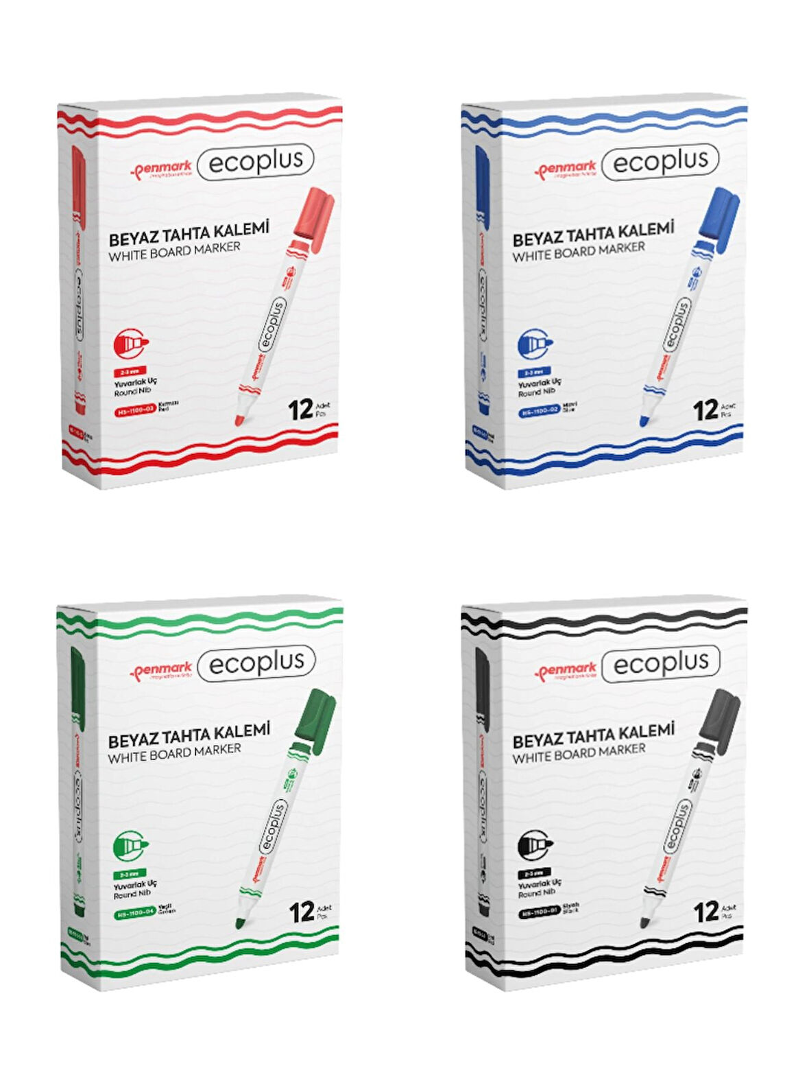 Penmark Ecoplus Beyaz Tahta Kalemi 4 Kutu Set