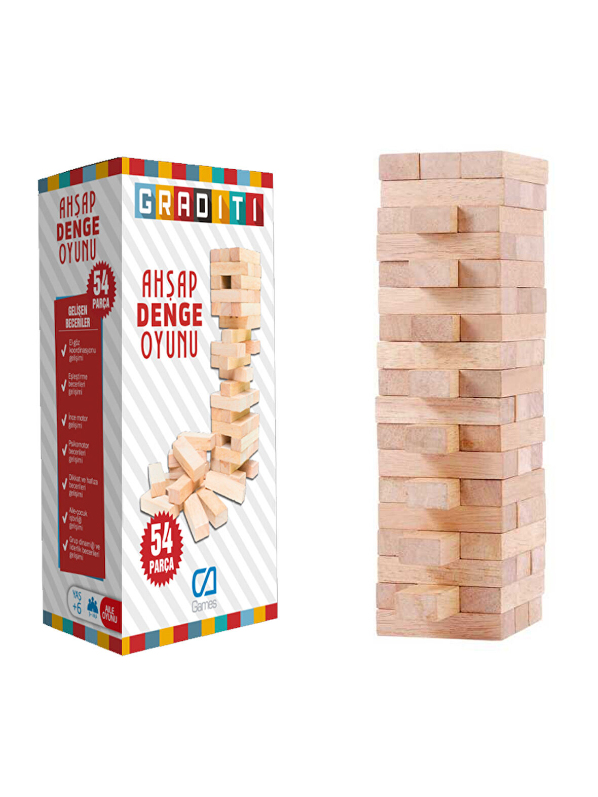 C&A Games Graditi Ahşap Denge Oyunu 54 Parça