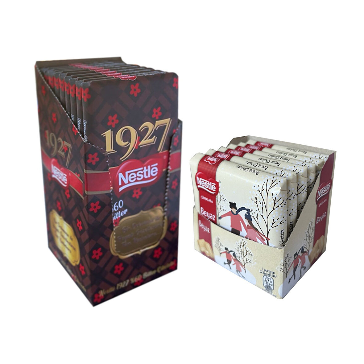 Nestle 1927 Bitter Tablet Çikolata 65 gr + Beyaz Çikolata 60 gr 12 li Karma Paket