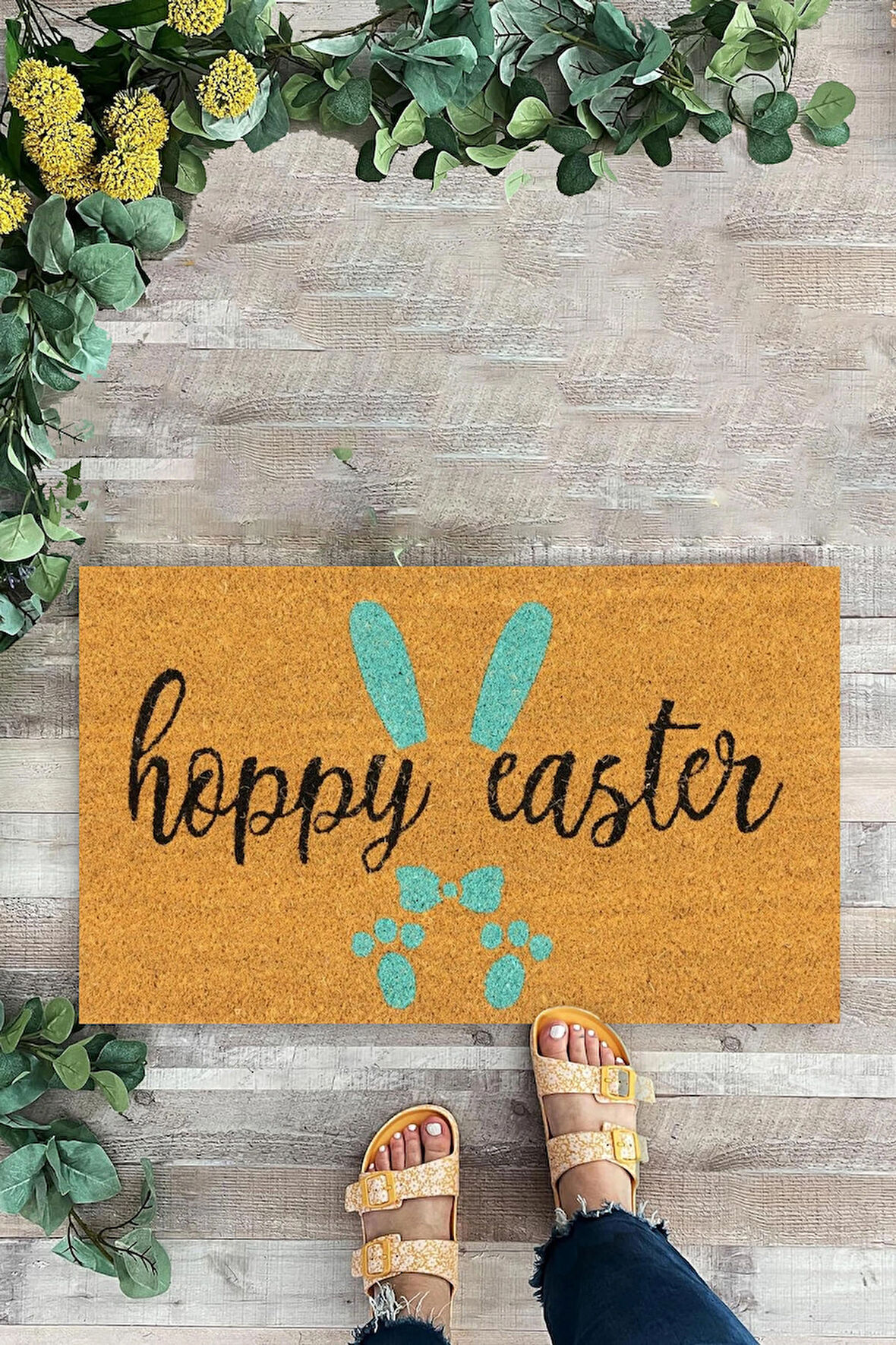 Happy Easter, Kapı Önü Paspası, Dijital Baskı Paspas, İç ve Dış kapı Önü Paspası