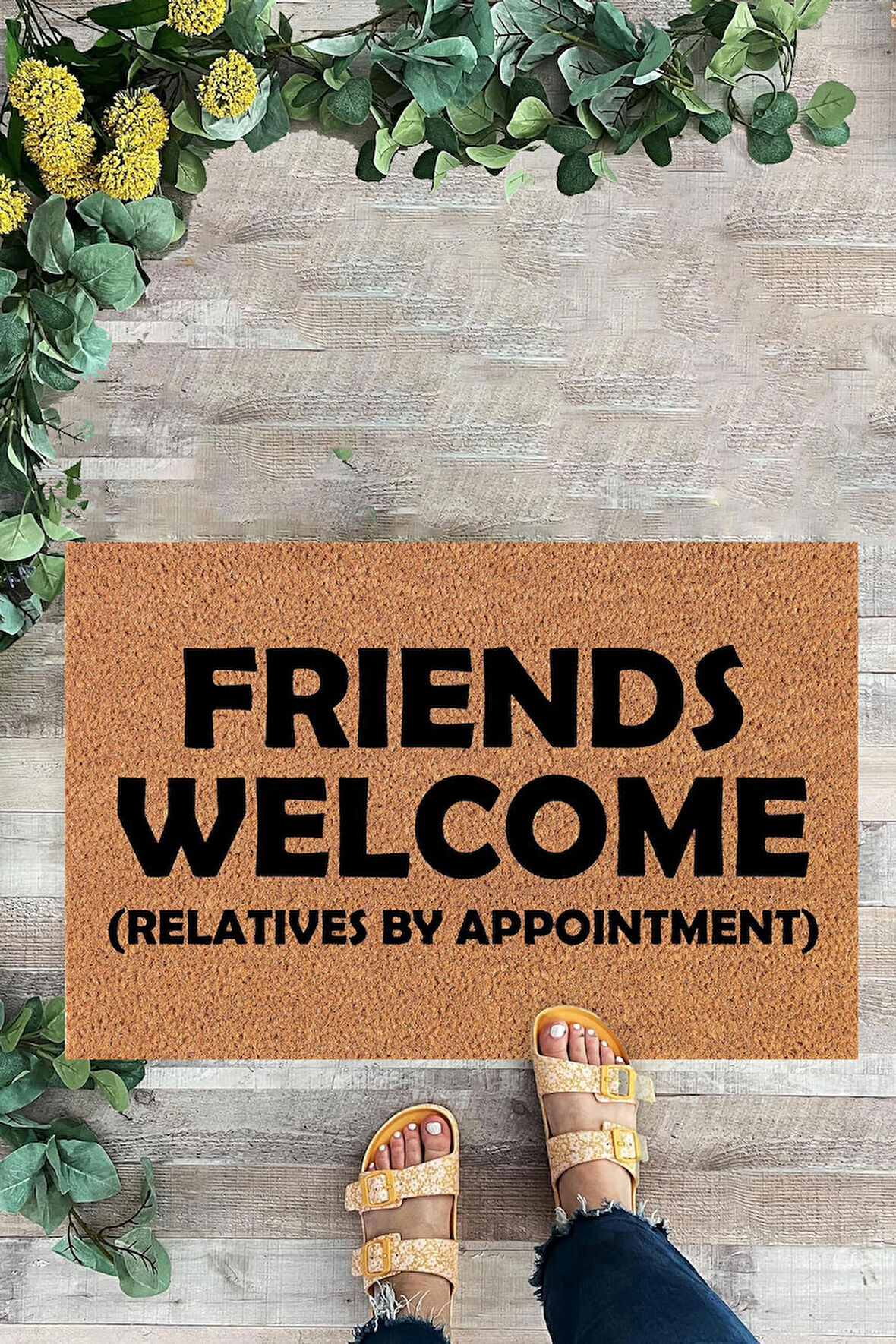 Friends Welcome, İç ve Dış Kapı Önü Paspası, Dijital Baskı Dekoratif Paspas