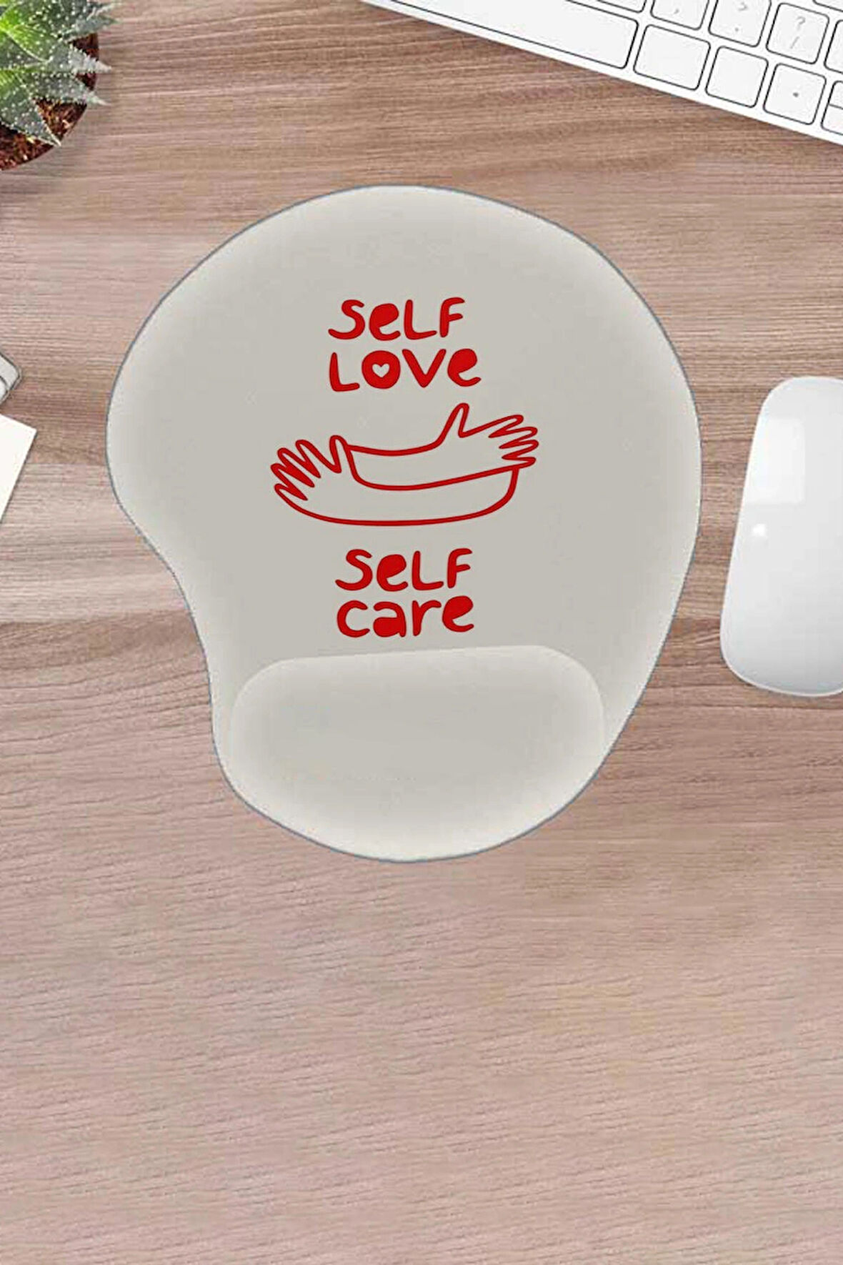 Damla, Self Care Self Love, Yazılı Mouse Pad, Bilek Destekli Konforlu Mouse Pad, Bilgisayar Laptop Aksesuarı 