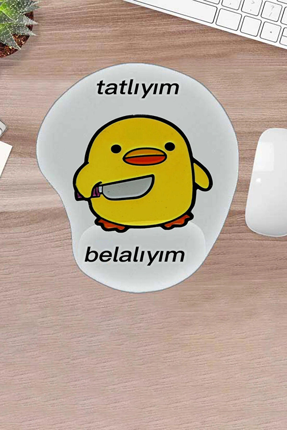 Damla, Sevimli Komik Ördek, Karikatür Ördek, Mousepad, Bilek Destekli Konforlu Mousepad, Laptop Bilgisayar Aksesuarı