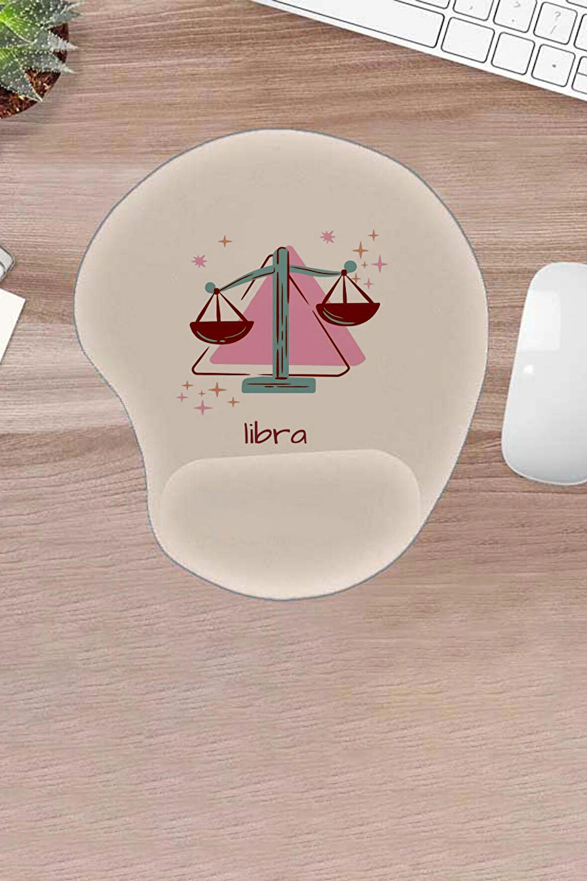 Damla, Libra, Burçlar, Terazi Burcu Sembolü, Bilek Destekli konforlu MOusepad, ergonomik Dizayn, Bilgisayar Laptop Aksesuarı, Oyuncular İçin Mousepad