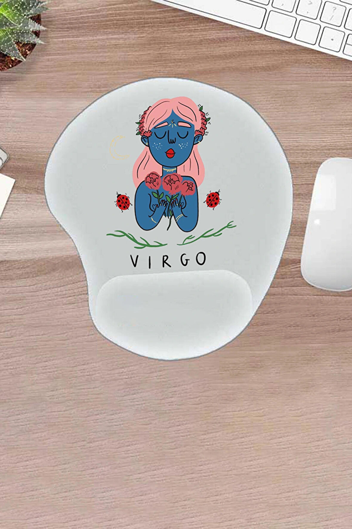 Damla, Virgo, Burçlar, Burç Sembolü Mousepad, Bilek Destekli Konforlu Mousepad, Bilgisayar Faresi Pedi, Laptop Aksesuarı