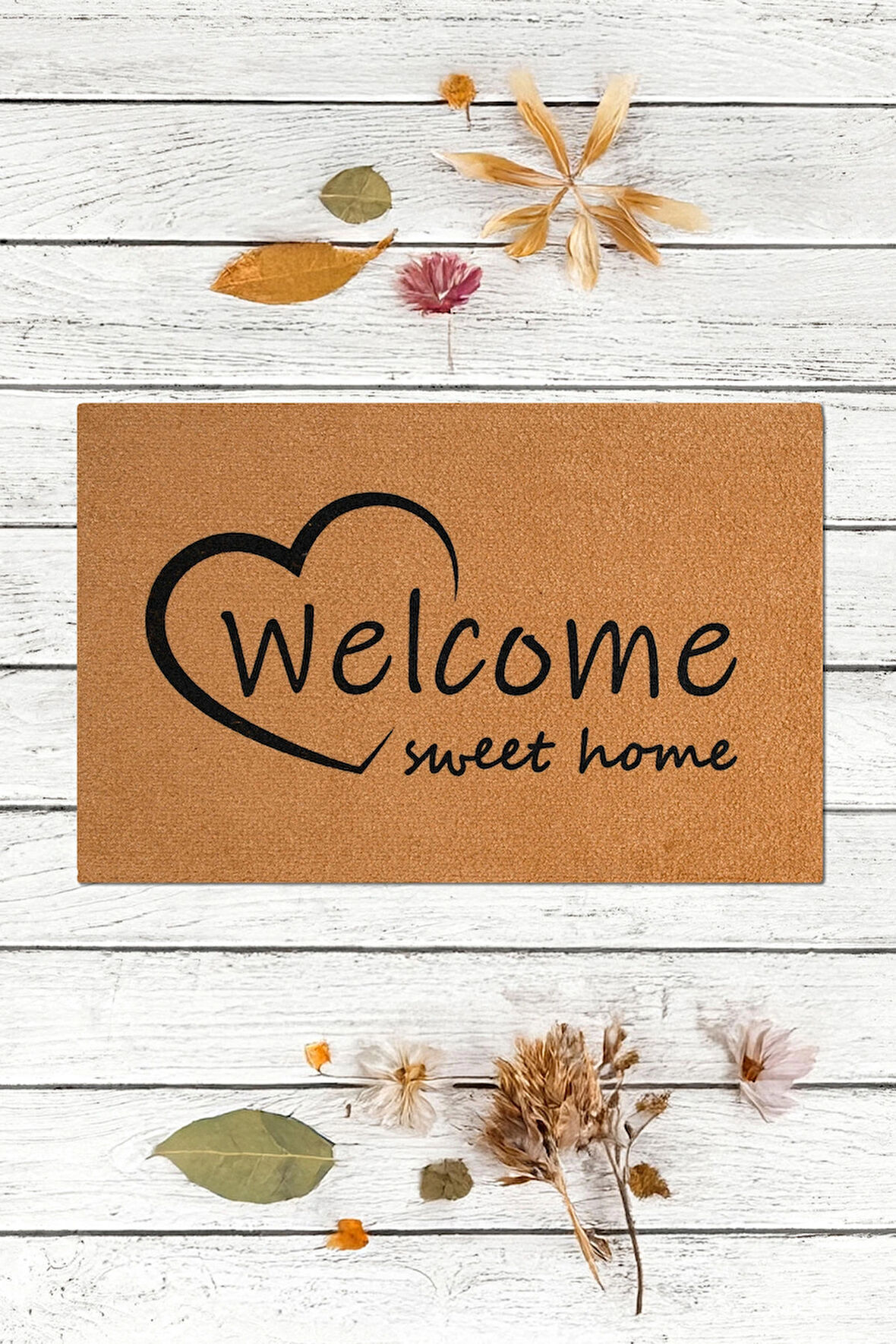 WELCOME, home sweet home, yazılı paspas, uzun ömürlü dayanıklı kapı önü paspası, ev eşyası çeyizlik paspas