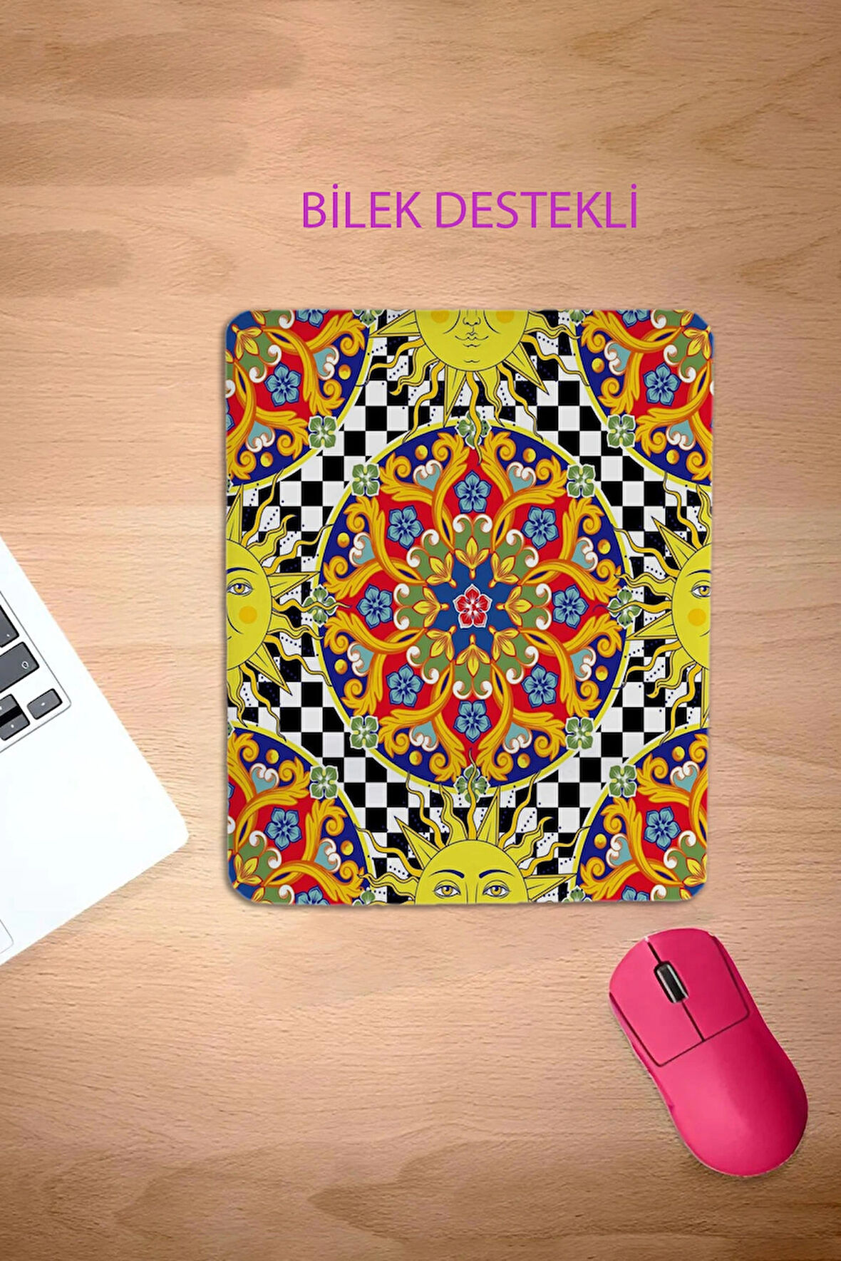 Dikdörtgen, Yaz Deseni, İtalya Teması, Bilek Destekli Konforlu Mousepad, bilgisayar laptop aksesuarı, oyuncular için mousepad