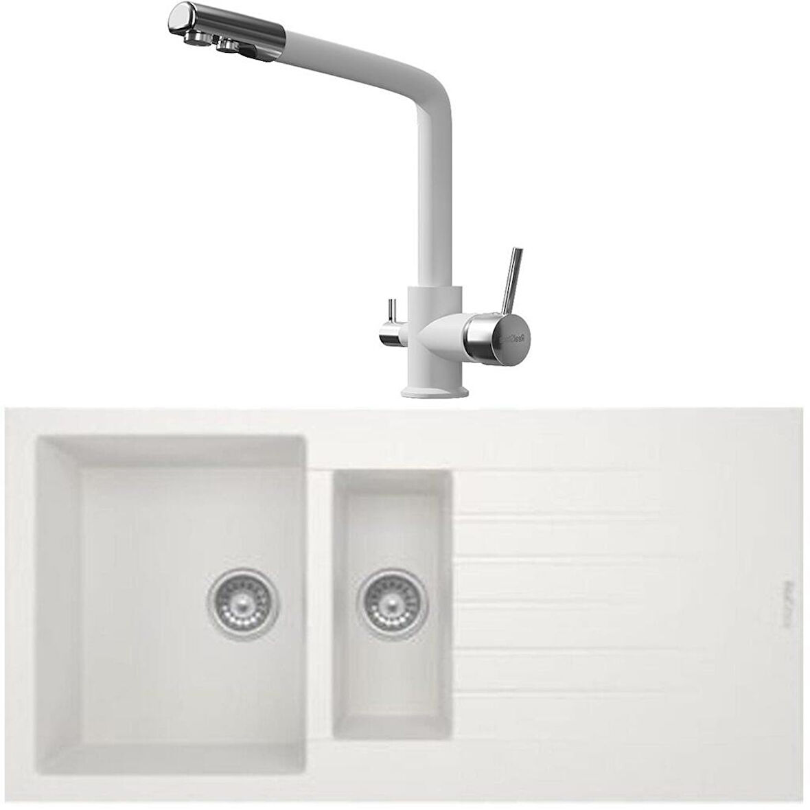 Real Stone P005  Beyaz Eviye-Real Stone BT001 Abant Beyaz Arıtmalı Batarya 