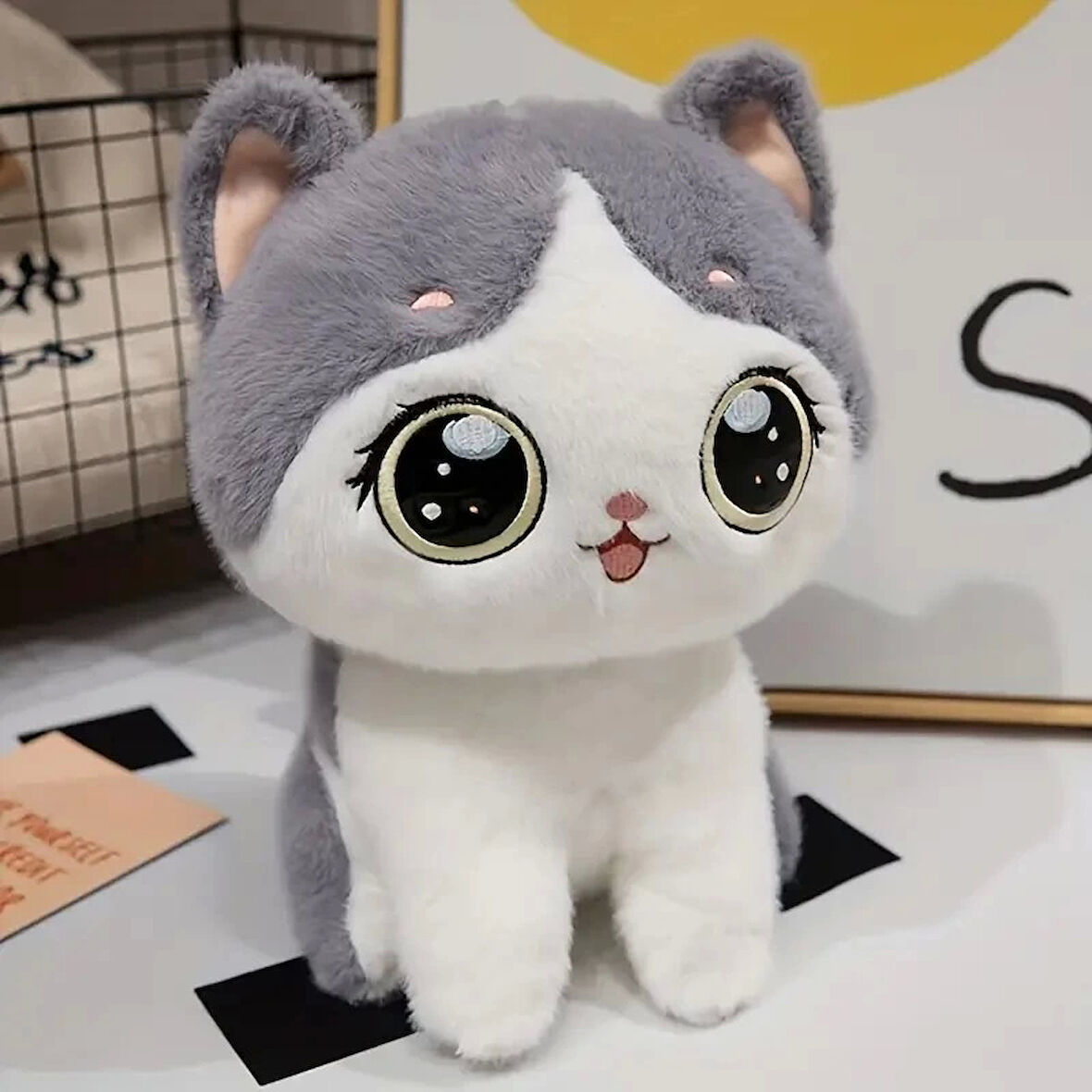 Kawaii Kedi Peluş Oyuncak 25 cm Doğum Günü Hediyelik Oyuncak