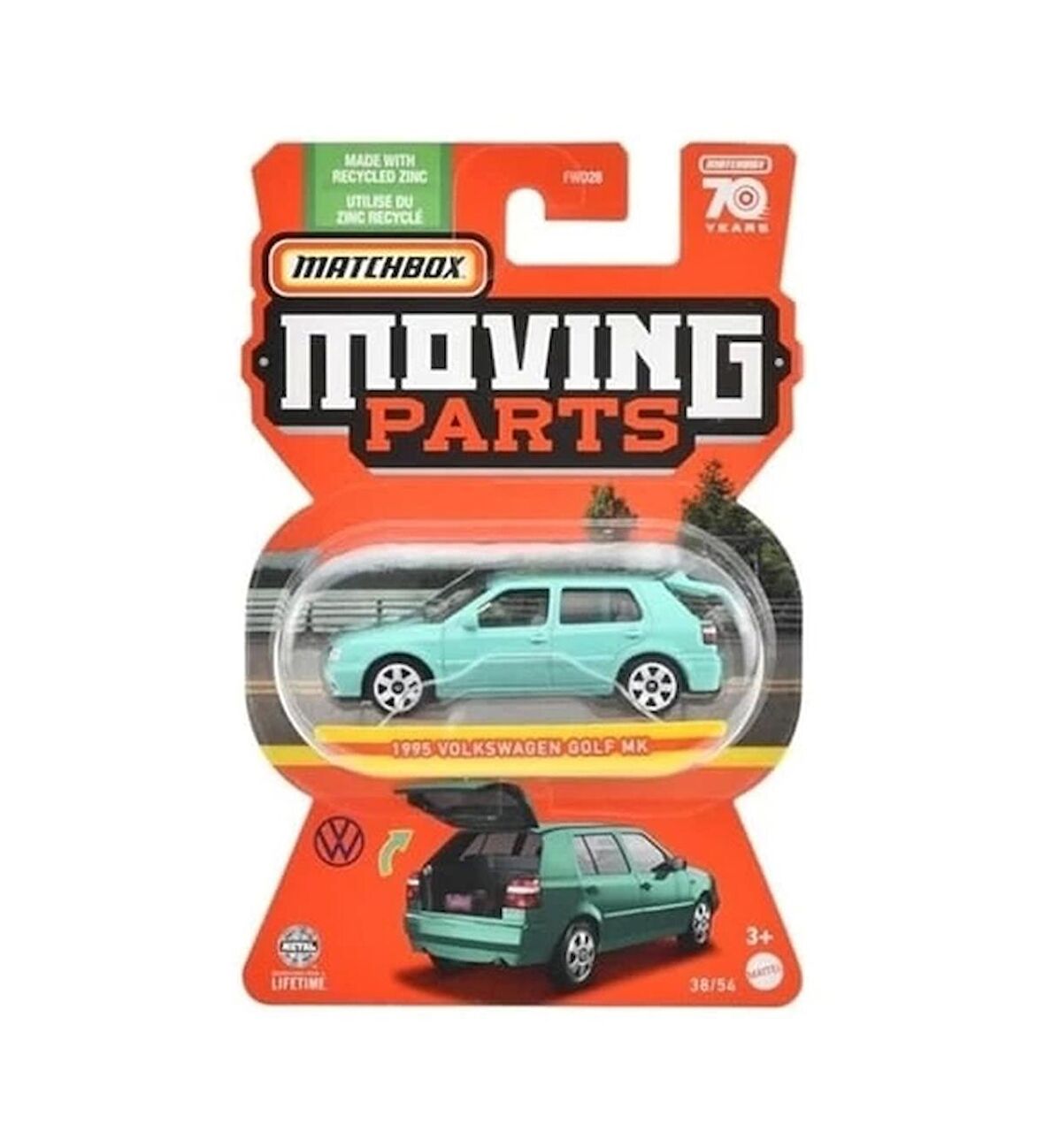 Matchbox 1:64 Açılır Parça Arabalar 1995 Volkswagen Golf MK HLG23