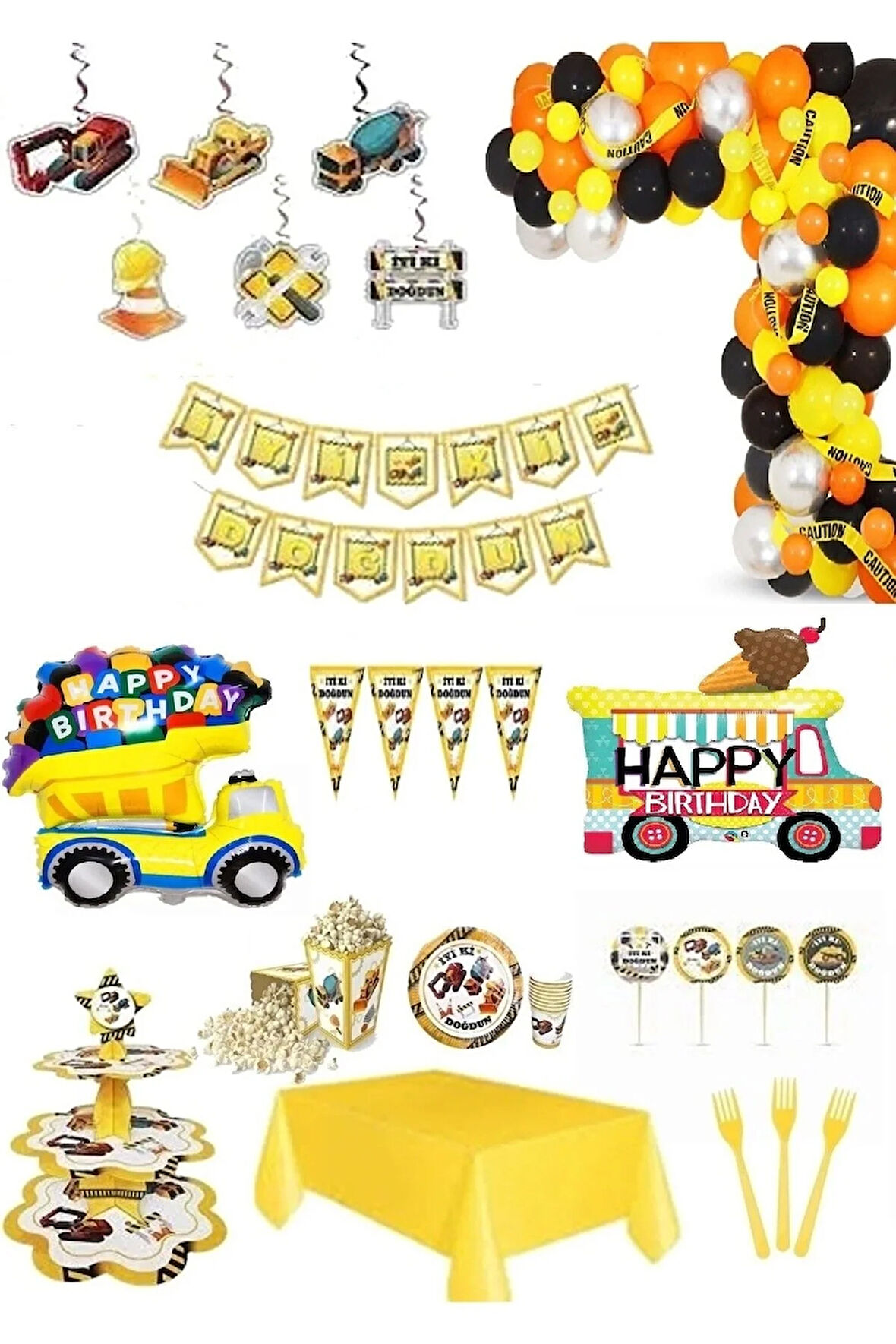 Çıtıpıtıstore Inşaat Temalı Hazır Doğum Günü Seti 8 Li