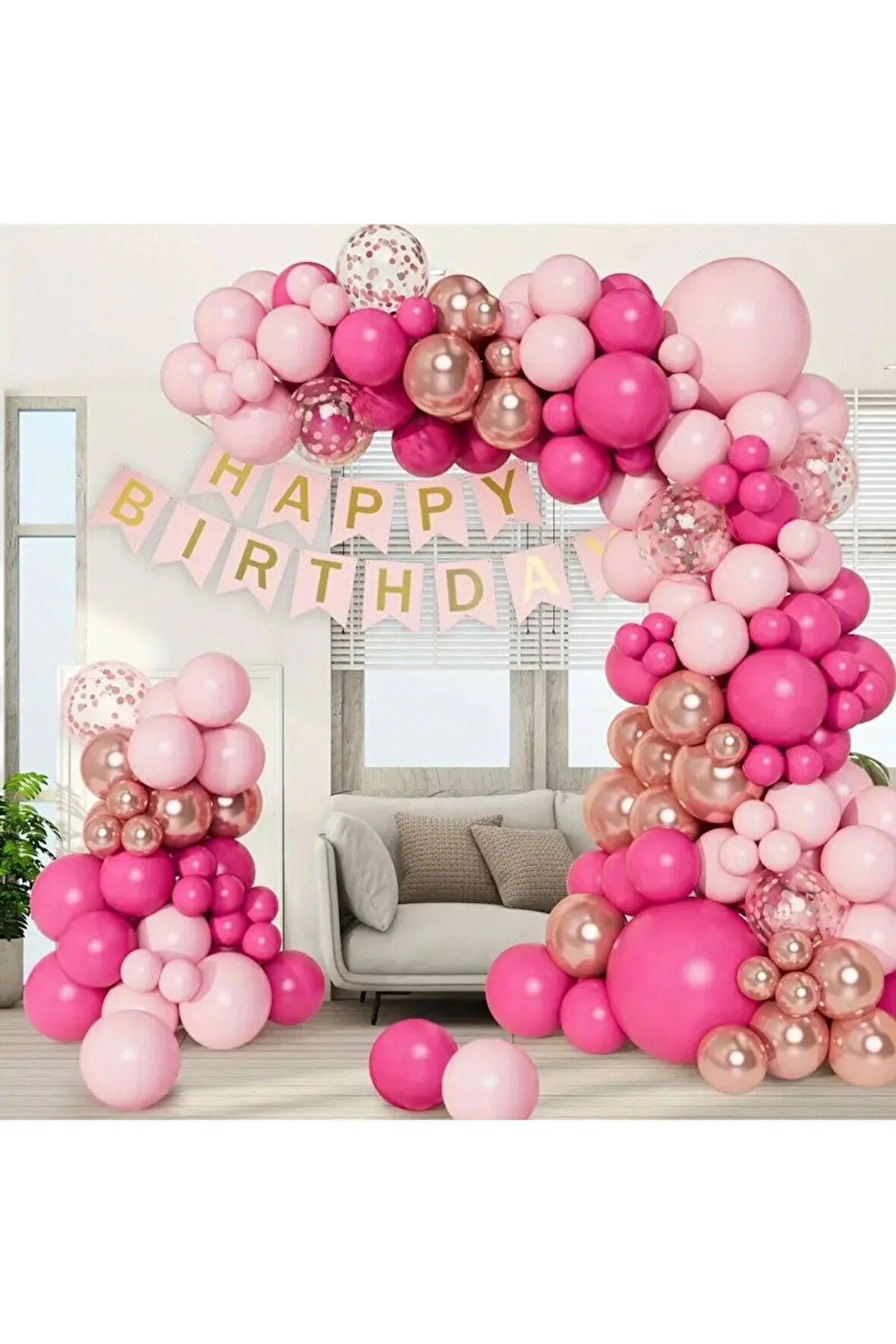 99 Parça Pastel Pembe ve Gül Altın Balon Çeşitleri: Doğum Günü Partiler için Mükemmel