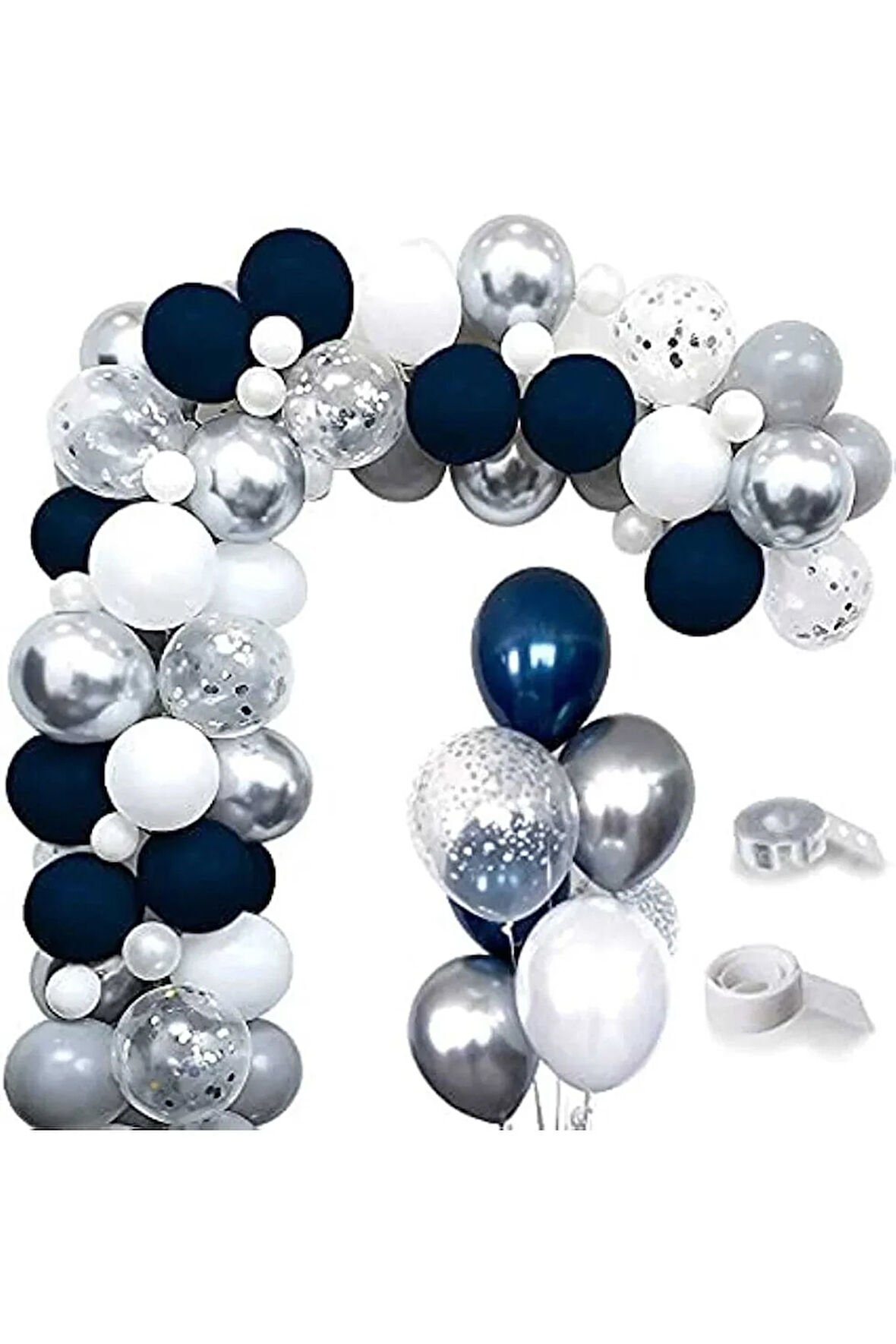 Çıtıpıtıstore Gümüş Lacivert Lüks Balon Zinciri