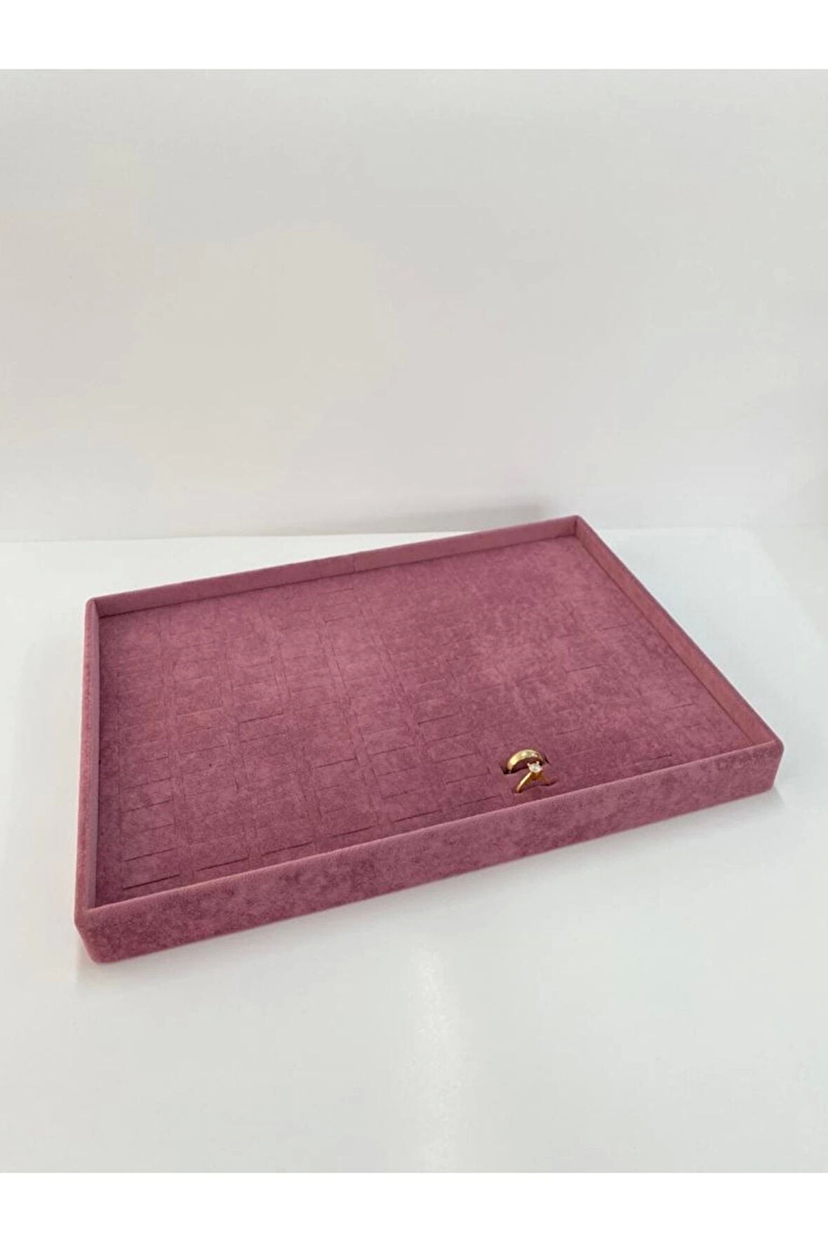 Yerli Üretim Süet Kumaş Bordo Renk 34/24cm Batırmalı Çekmece Içi Yüzük Tablası