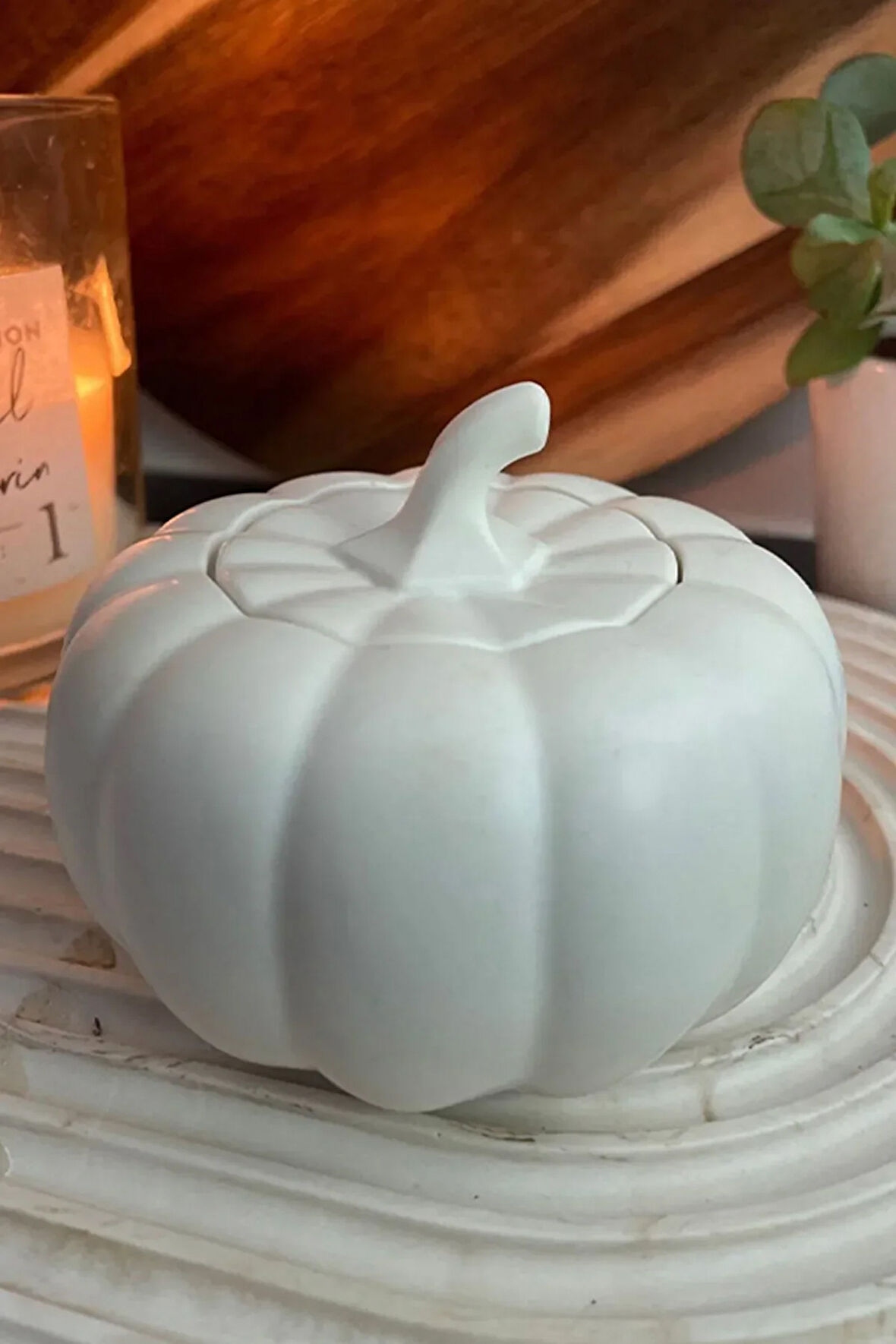 Beyaz Dekoratif Balkabağı Kapaklı Kutu