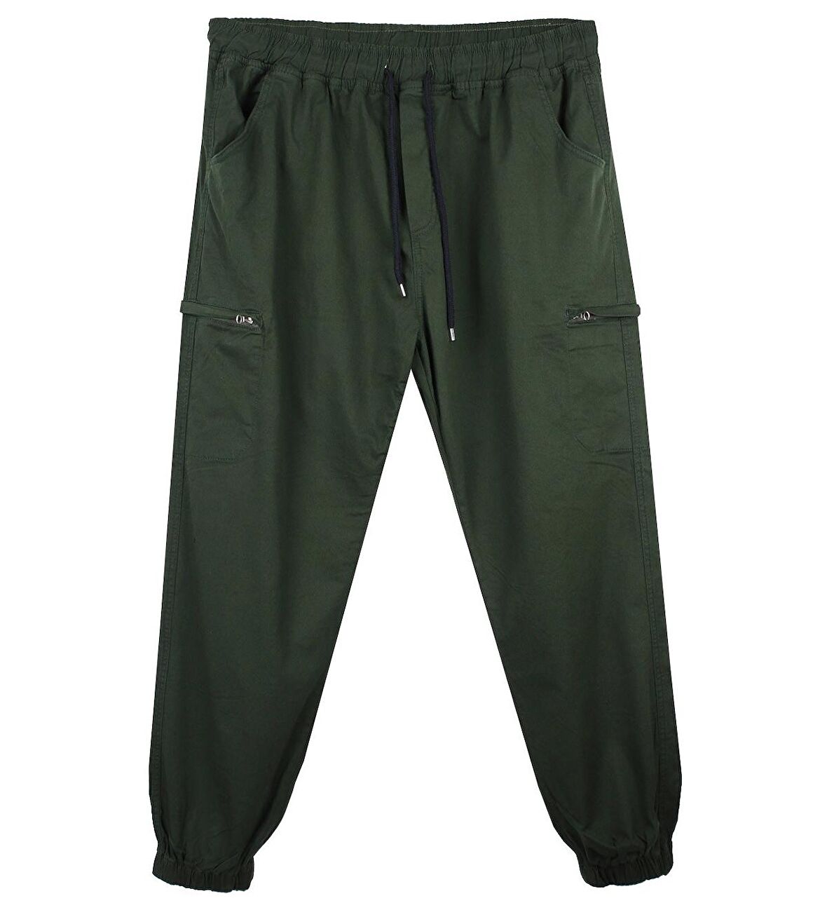 Kargo Cepli Büyük Beden Gabardin Jogger Pantolon Haki