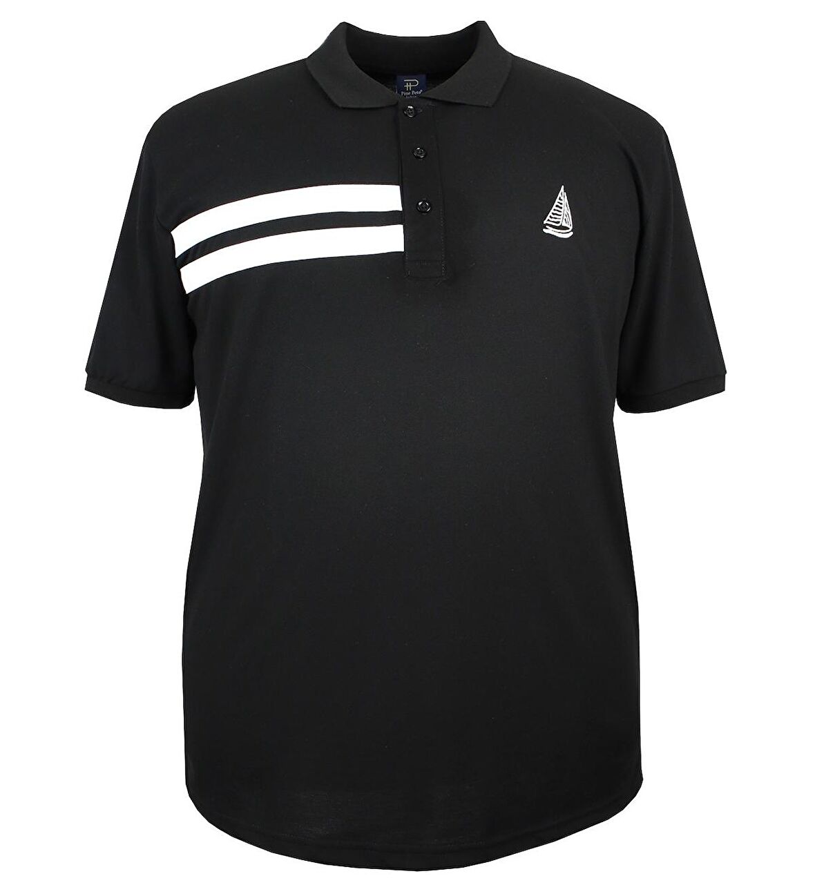 Büyük Beden Polo Yaka Tişört Pike Siyah