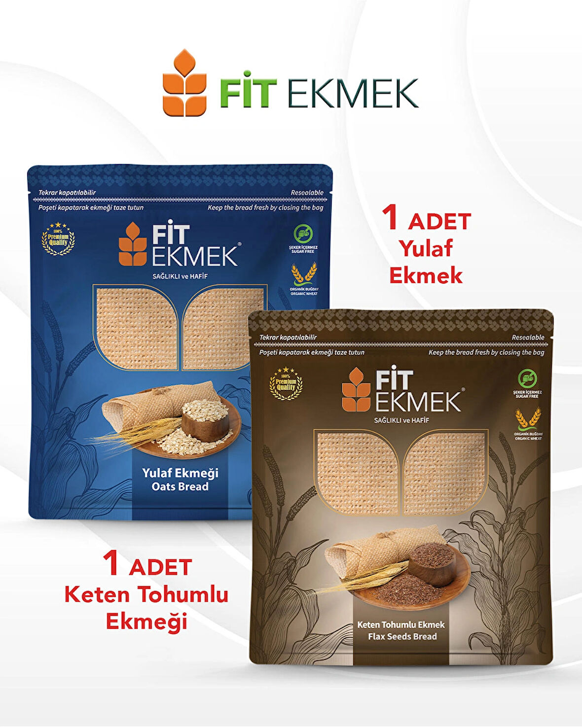 fit Keten Tohumlu Lavaş Ekmeği 300gr ve Yulaf Lavaş Ekmeği 300gr