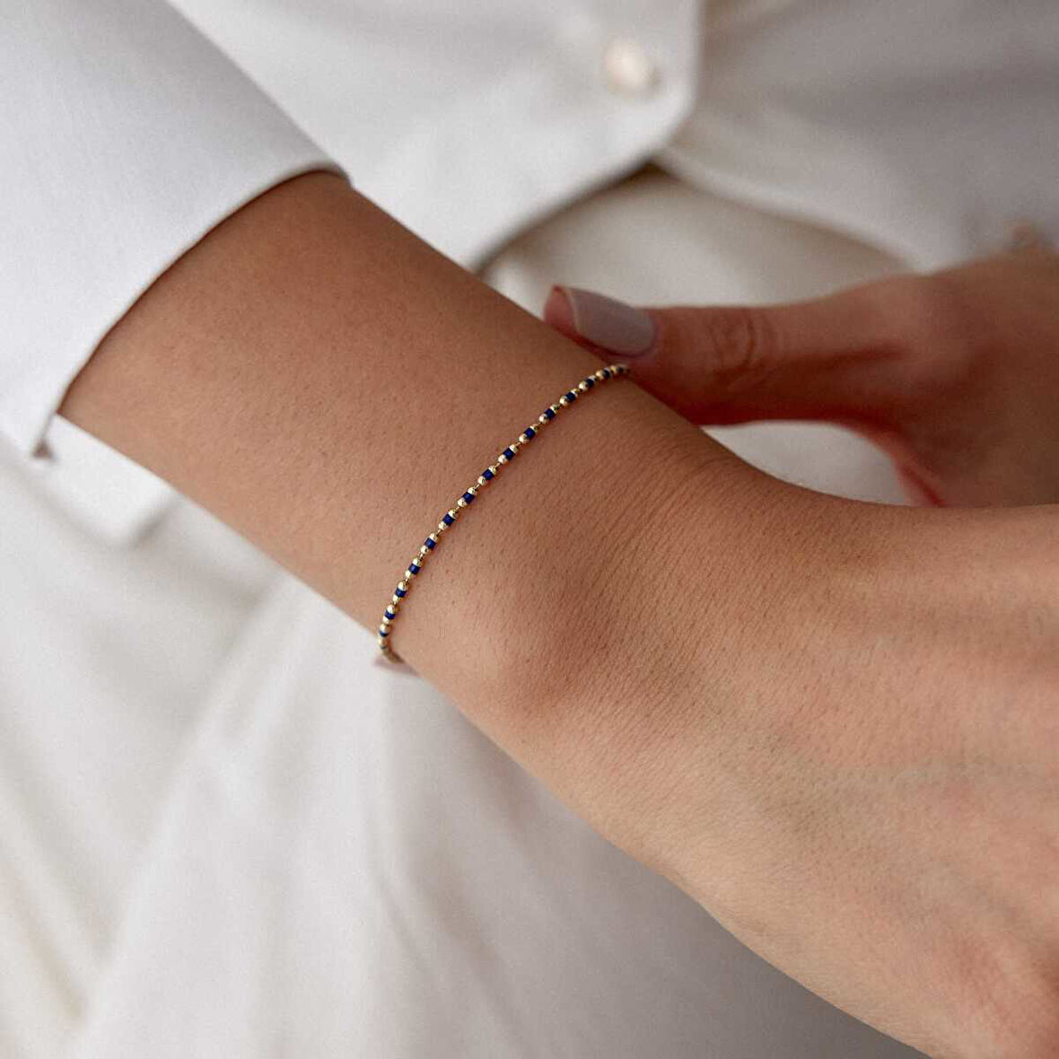 Lacivert Mineli Golf Bileklik