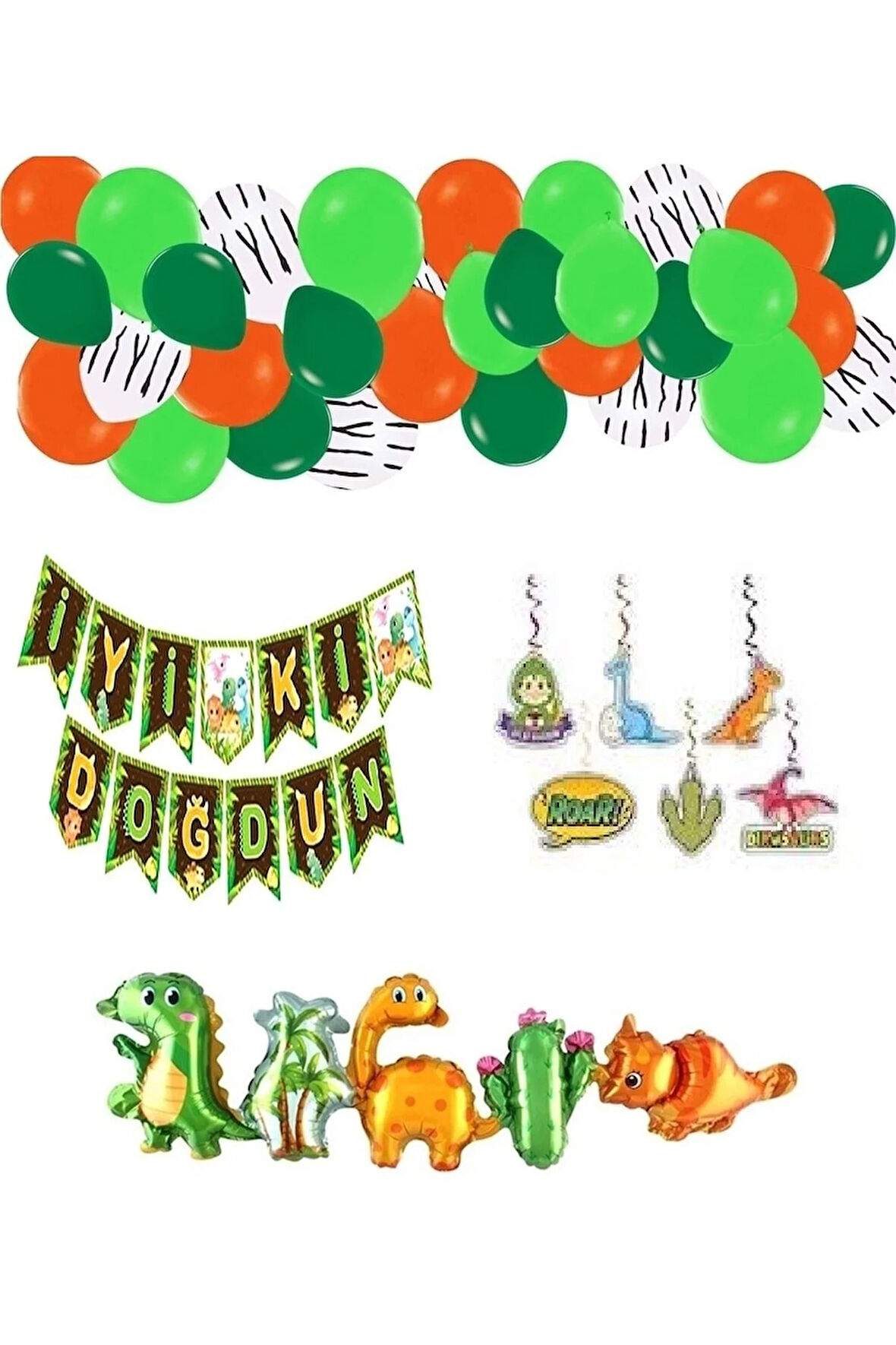 Çıtıpıtıstore Dinozor Konseptli Doğum Günü Seti Erkek Çocuk Doğum Günü Balon Seti