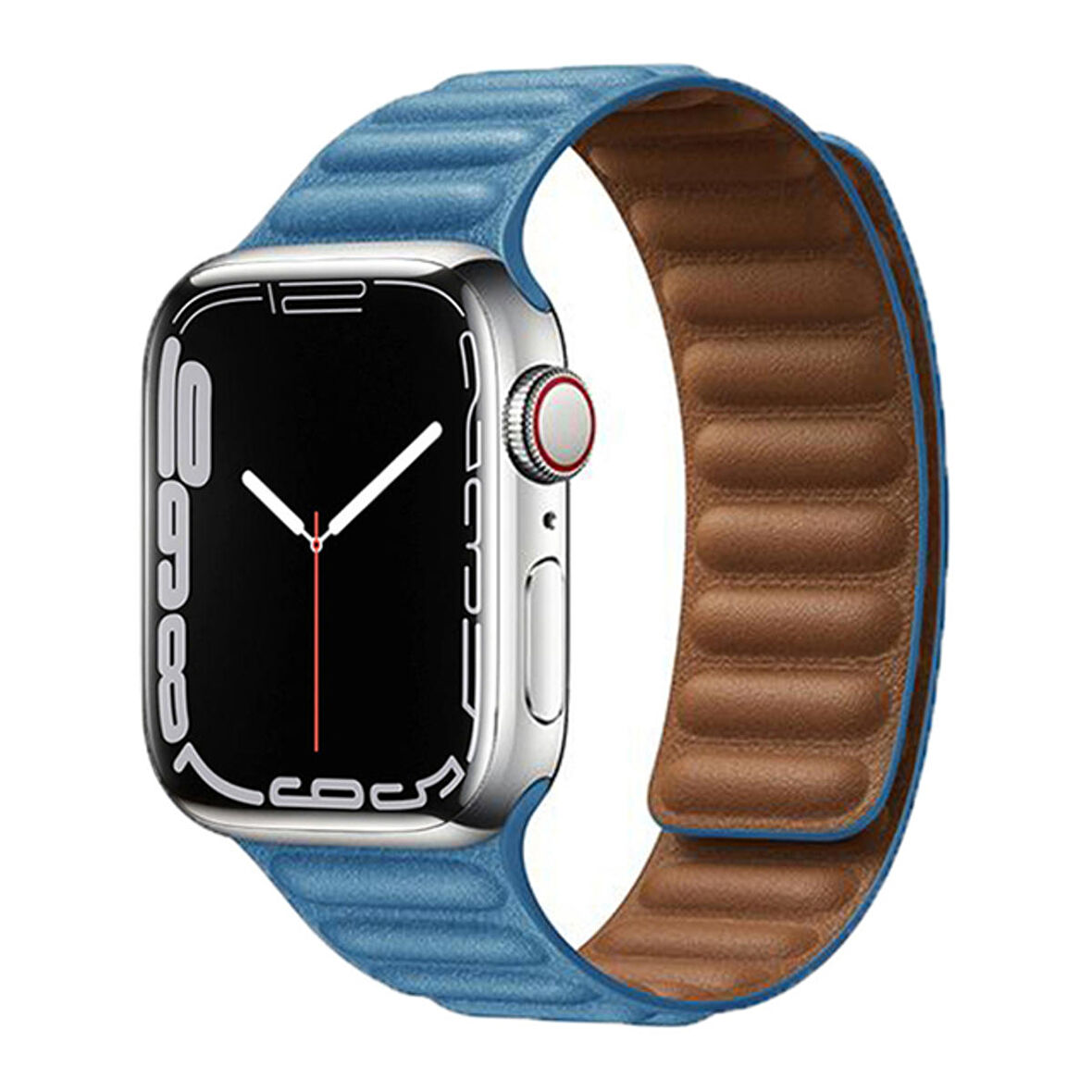 Megafox Apple Watch Seri 2/3/4/5/6/7/8/Se/Ultra Mıknatıslı Deri Baklalı Kordon 42-44-45-49Mm Uyumlu