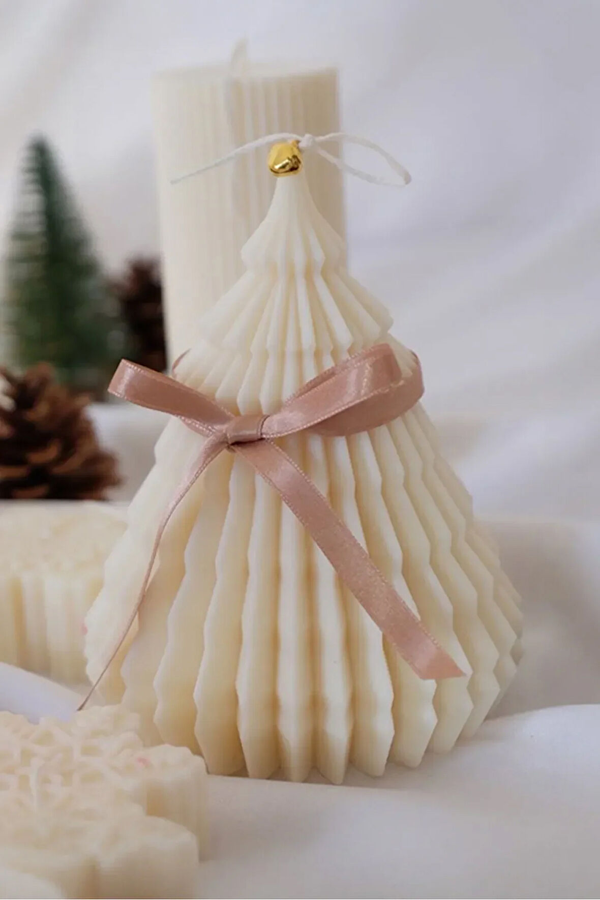 Yılbaşı Çam Ağacı Dekoratif Süs Kokulu Soya Mum