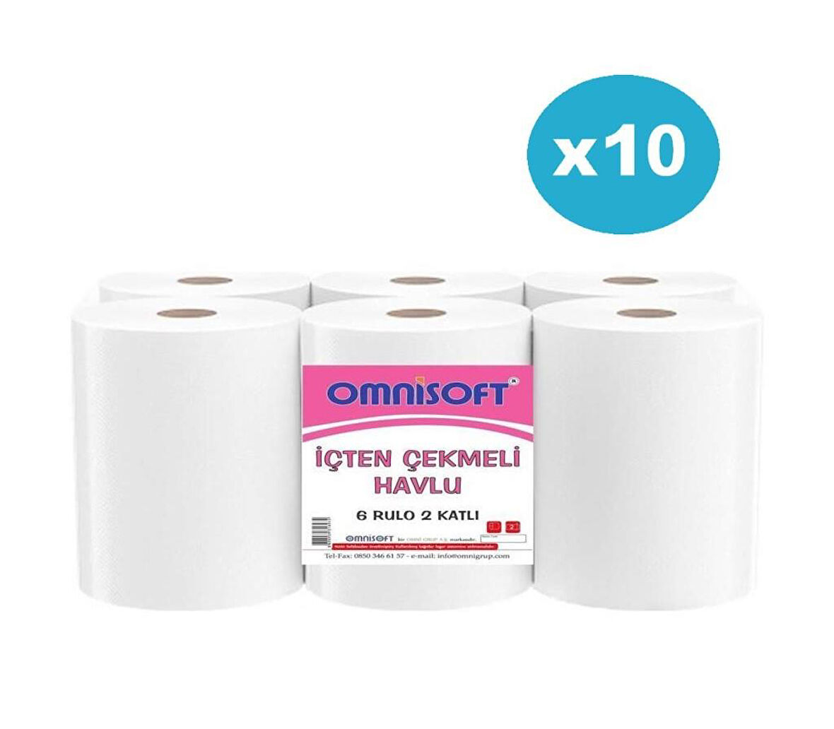 Omnisoft 10 Koli İçten Çekmeli Kağıt Havlu 60 Rulo