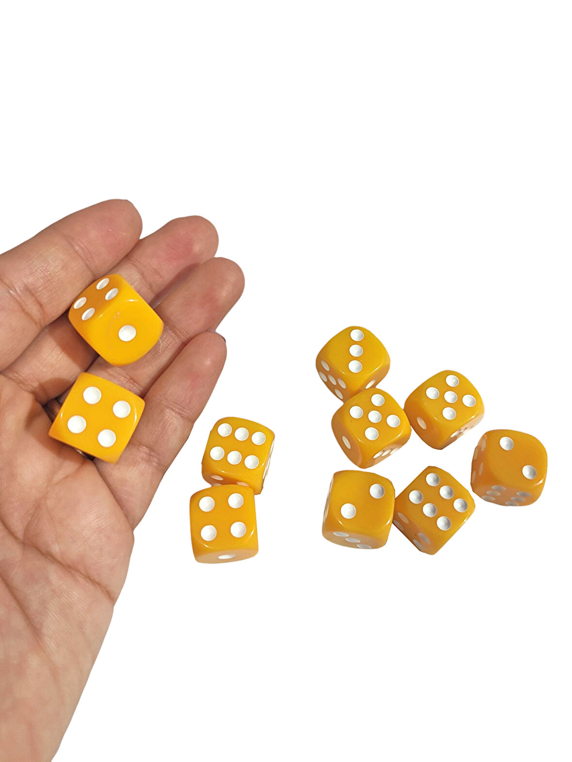 Sarı Okey Zarı Renkli Masa Oyunları Zarı - 4 Adet