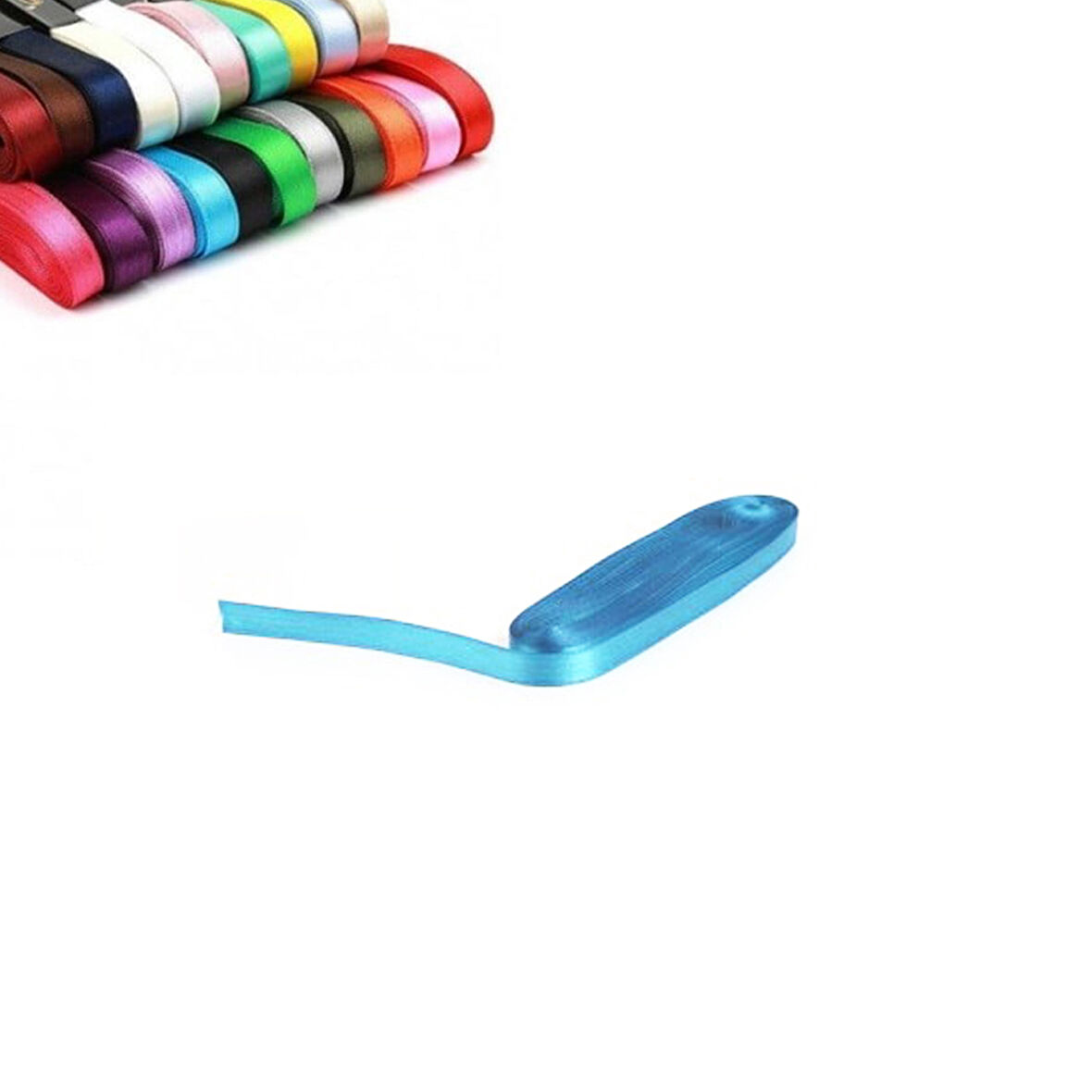 Açık Mavi Turkuaz Renkli Saten Kurdela 1 cm kalınlıkta 10 mt Hediye ve Süsleme Şeridi