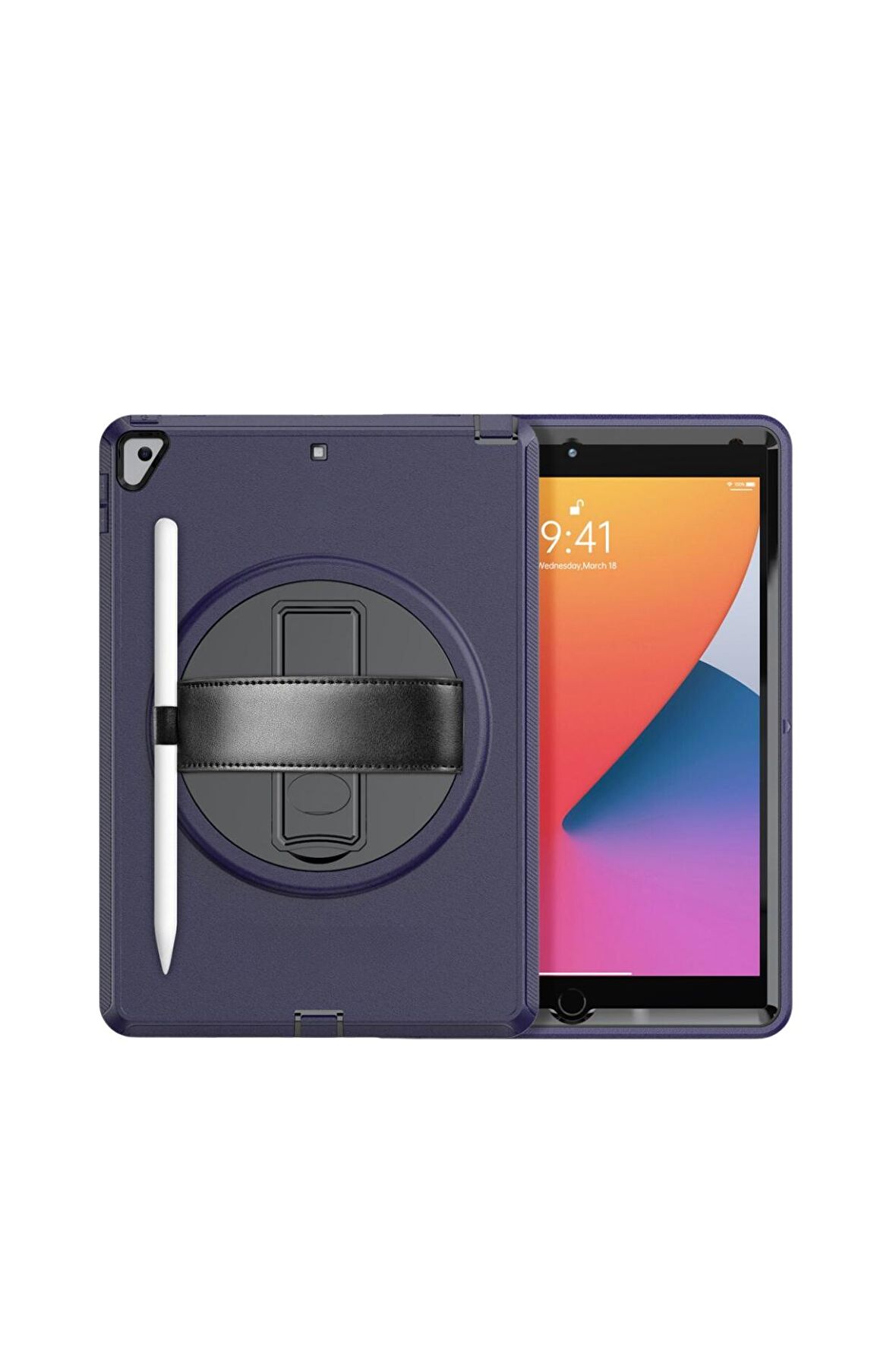 Qpen iPad 10.2 inç (8.nesil)  Uyumlu Hand Strap Tablet Kılıfı 