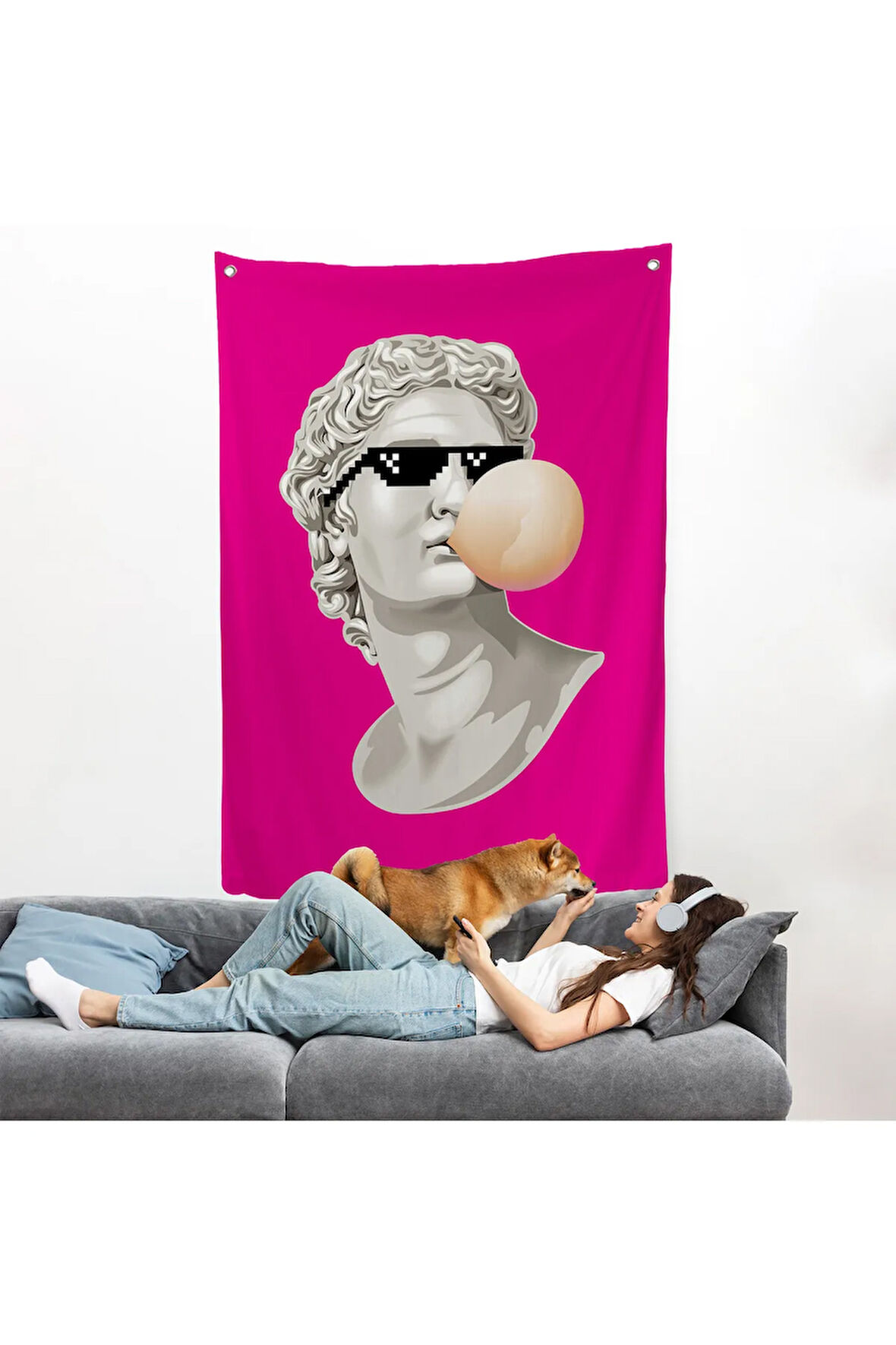 Piksel Gözlüklü David'in Duvar Örtüsü-7846