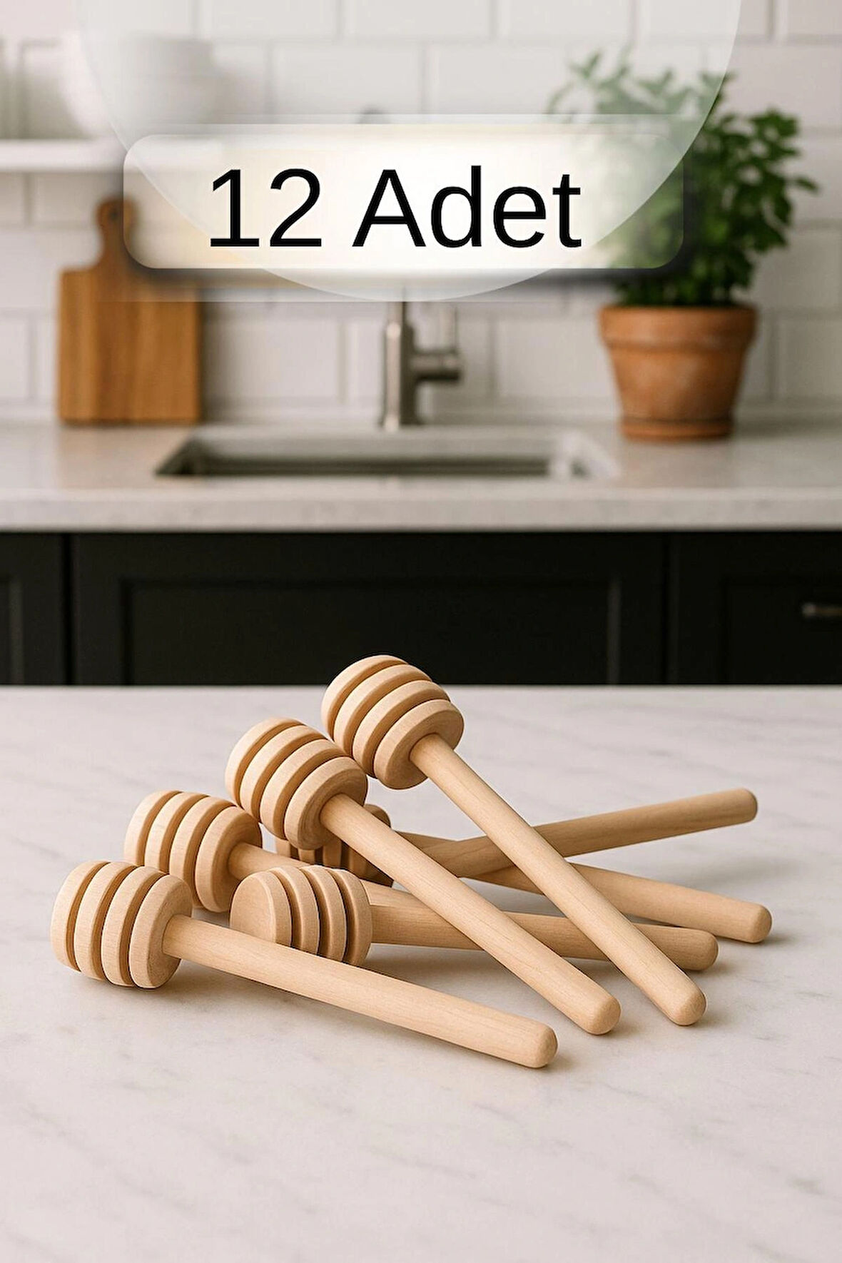 Ahşap Bal Kaşığı Bal Damlalığı Bal Servis Kaşığı – 12 Adet