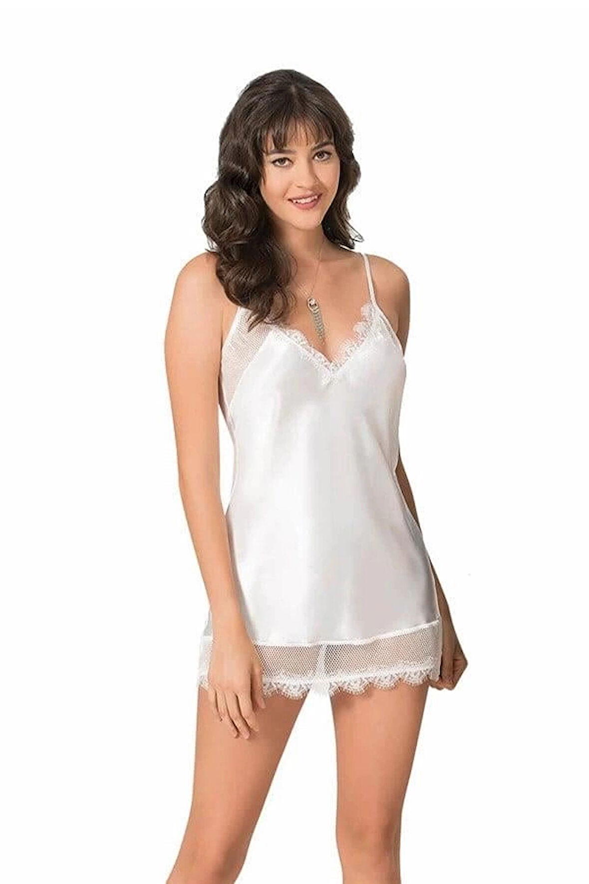 Amora Secret Ekru Kısa Saten Gecelik