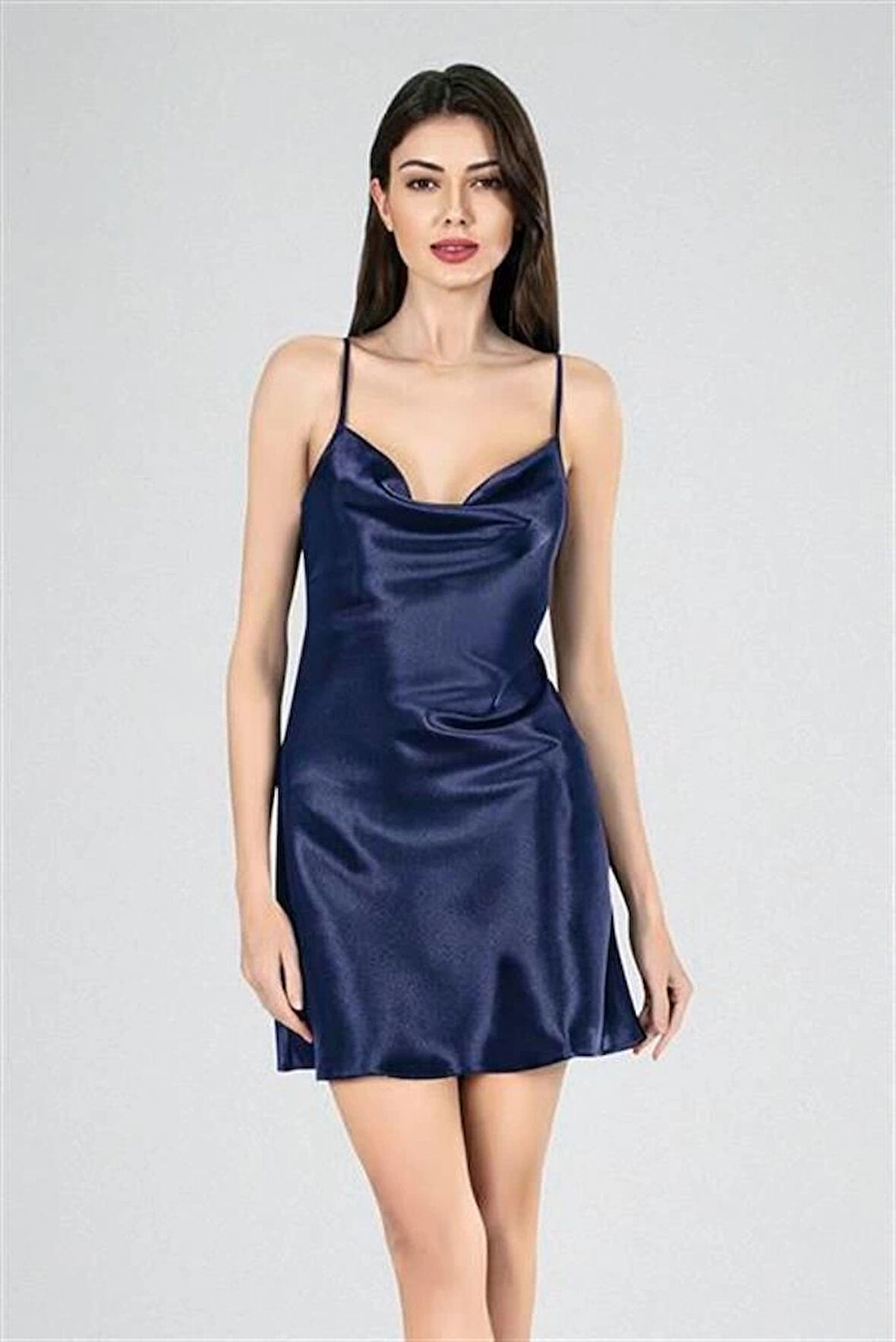 Amora Secret Kadın Fantazi İç Giyim Kısa Gecelik Degaje Lacivert 7740 - Şehvetli ve Zarif Tasarım