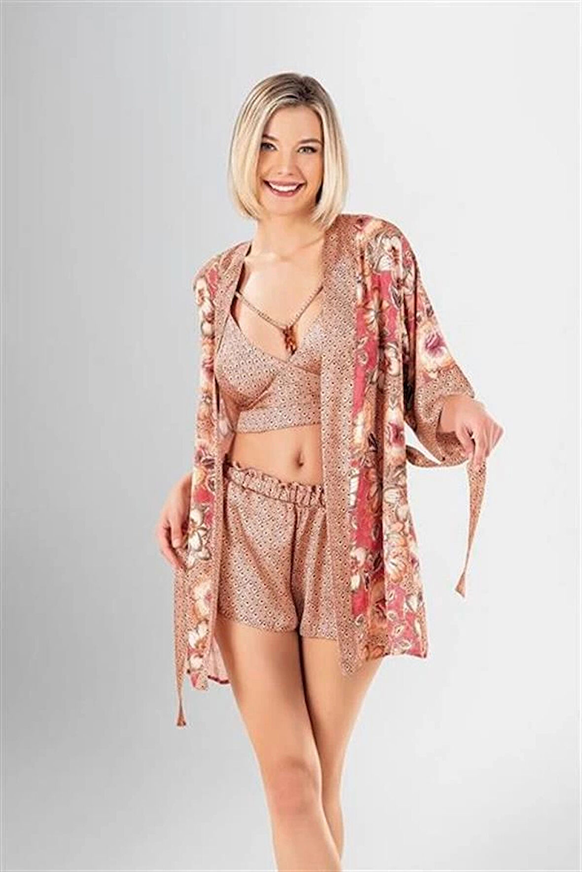 Amora Secret 3'lü Şort Takımı Desenli