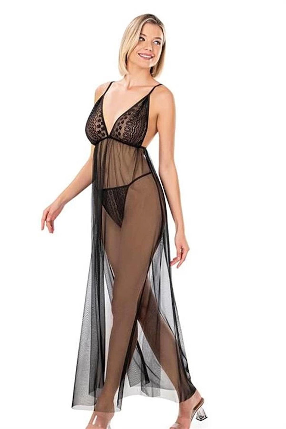 Amora Secret Siyah Kısa Tül Gecelik