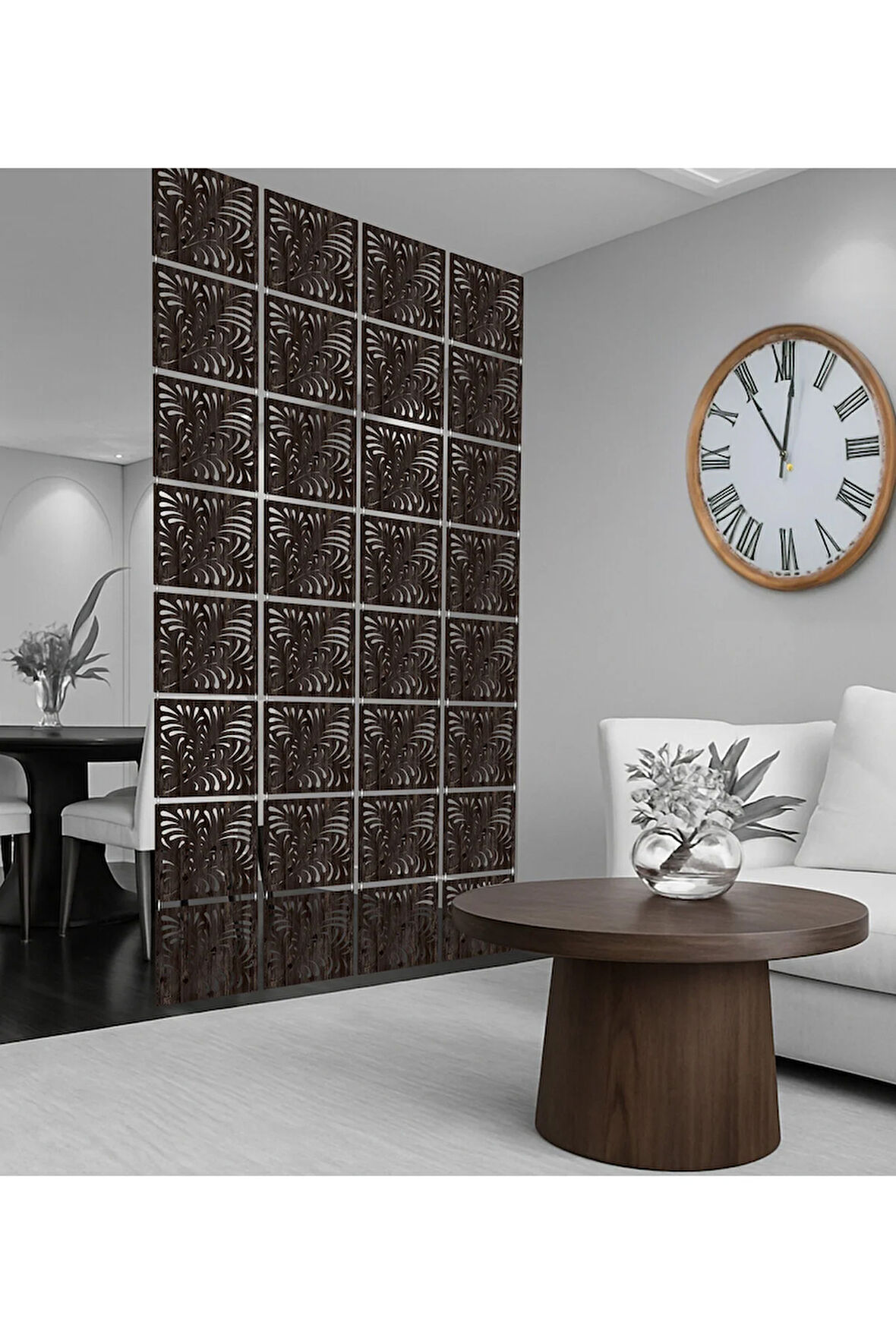 Çiçek Modelli Lazer Kesim Paravan, Ahşap Seperatör, Panel Levha Seti Ahşap Oda Bölücü Desen