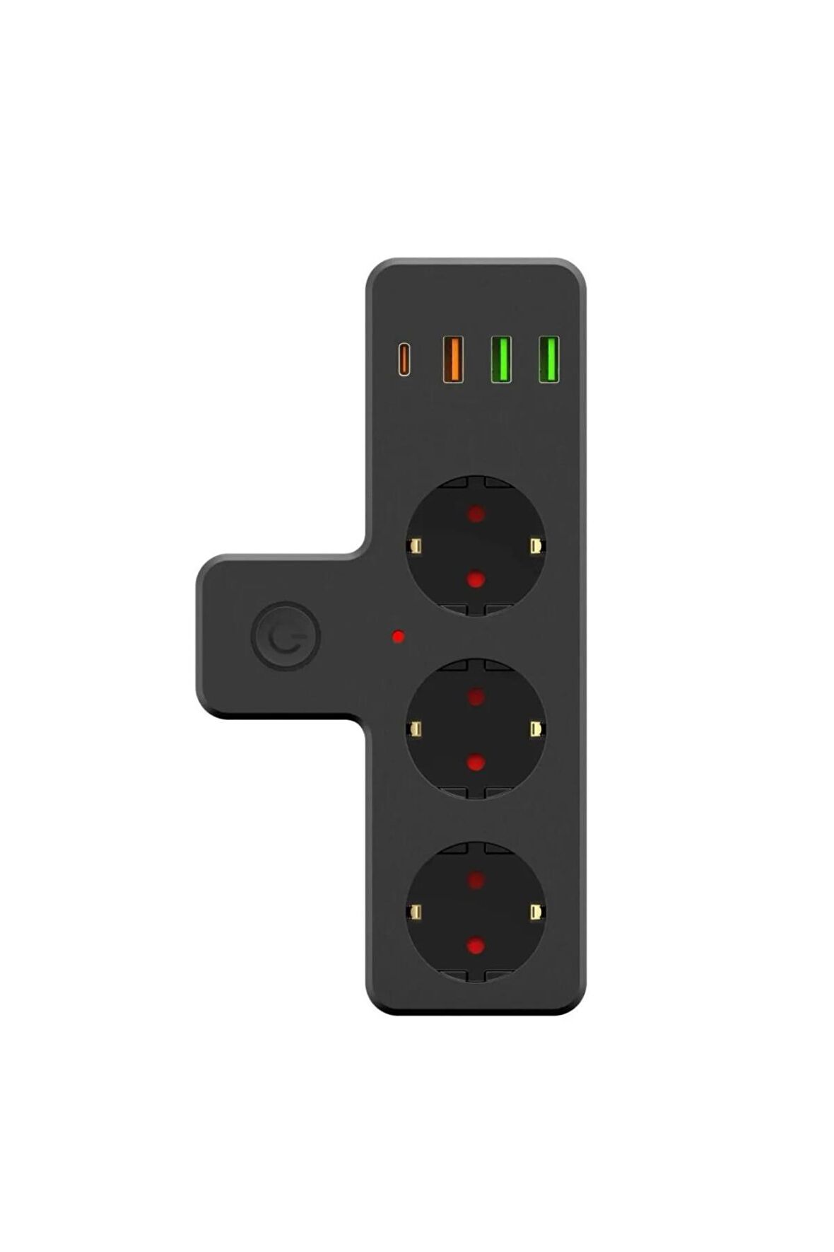 Zuidid FTR-12 3'lü Termal Akım Korumalı Priz 3 USB + 1 Type-C 20W PD Giriş